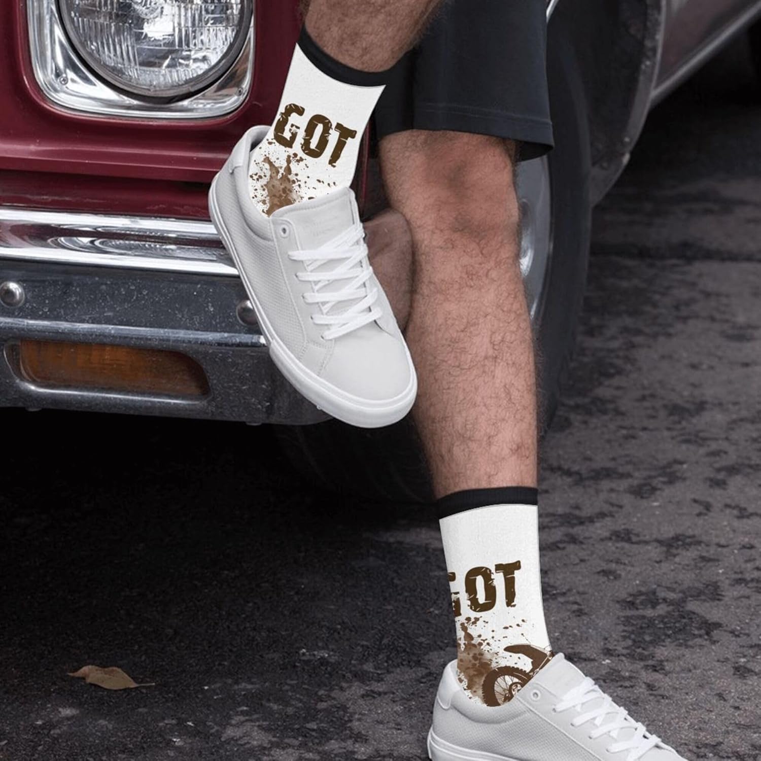 FWSXIVN Got Dirt Bike Motorcross Racing Casual Cool 3D Printed Novelty Graphic Crew Tube Socks - Black, Men: 7.5-12, Women: 5.5-10 - Image 5