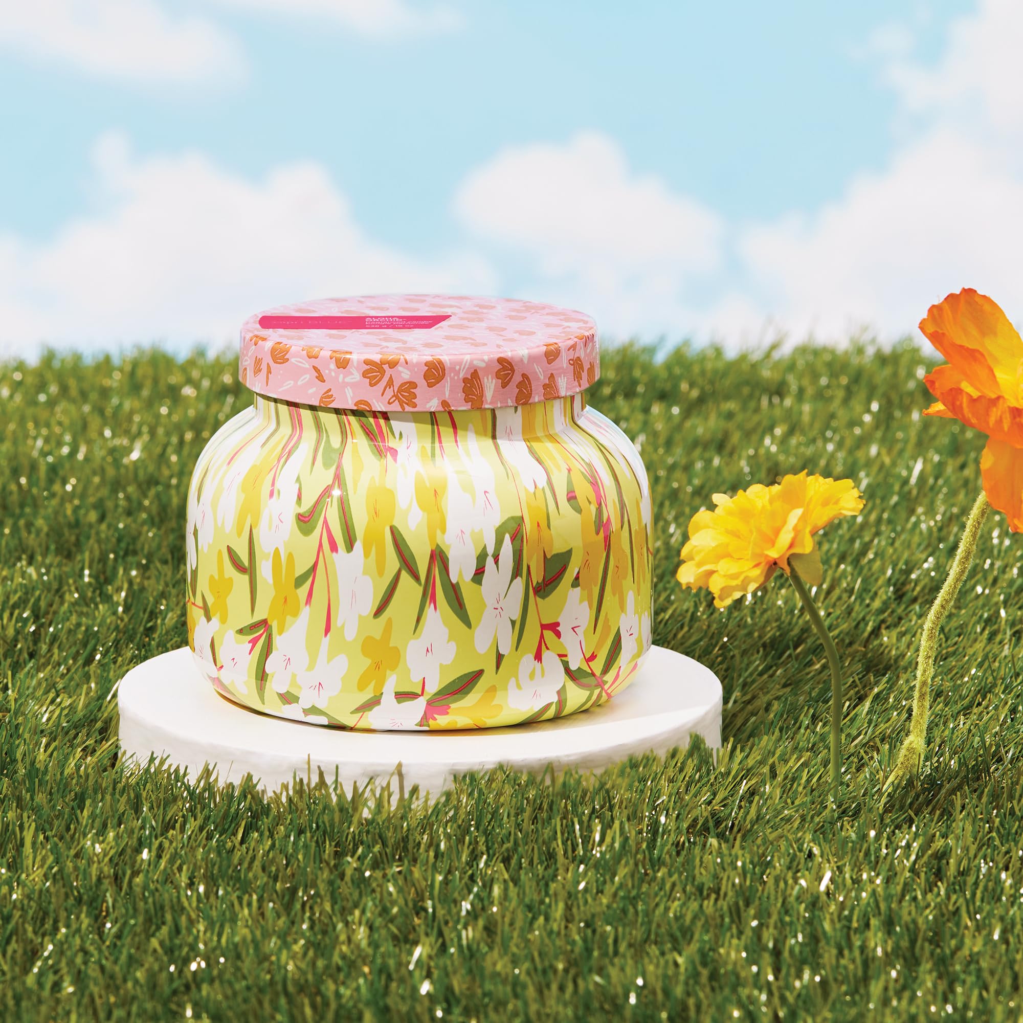 Capri Blue Aloha Orchid Candle - Pattern Play Signature Glass Jar Candle - Luxury Aromatherapy Soy Candle - Fresh Scented Candle - Colored Candles with Pattern Design (19 oz)