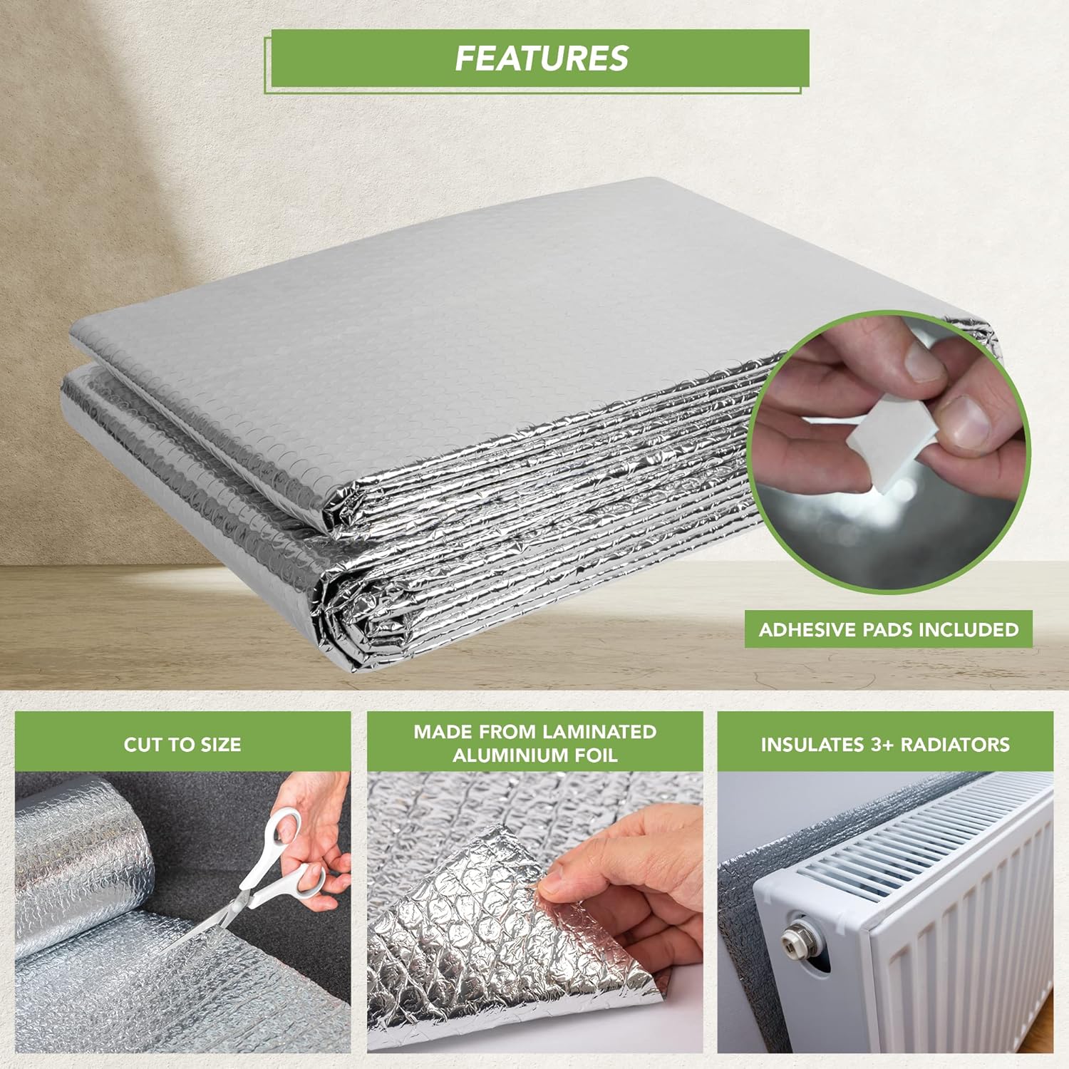 BLOSTM Painel refletor radiador - 5 m x 60 cm isolamento térmico radiadores 3,6 mm de espessura isolante térmico reflexo economiza energia e dinheiro painéis isolantes térmicos com adesivos
