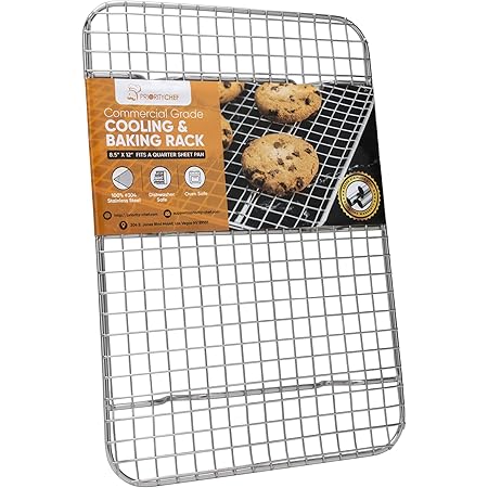 PriorityChef Cooling Rack and Baking Rack, Fits Quarter Sheet Pan, 100% 304 Stainless Steel, Wire Baking Cookie Bacon Racks For Oven Use