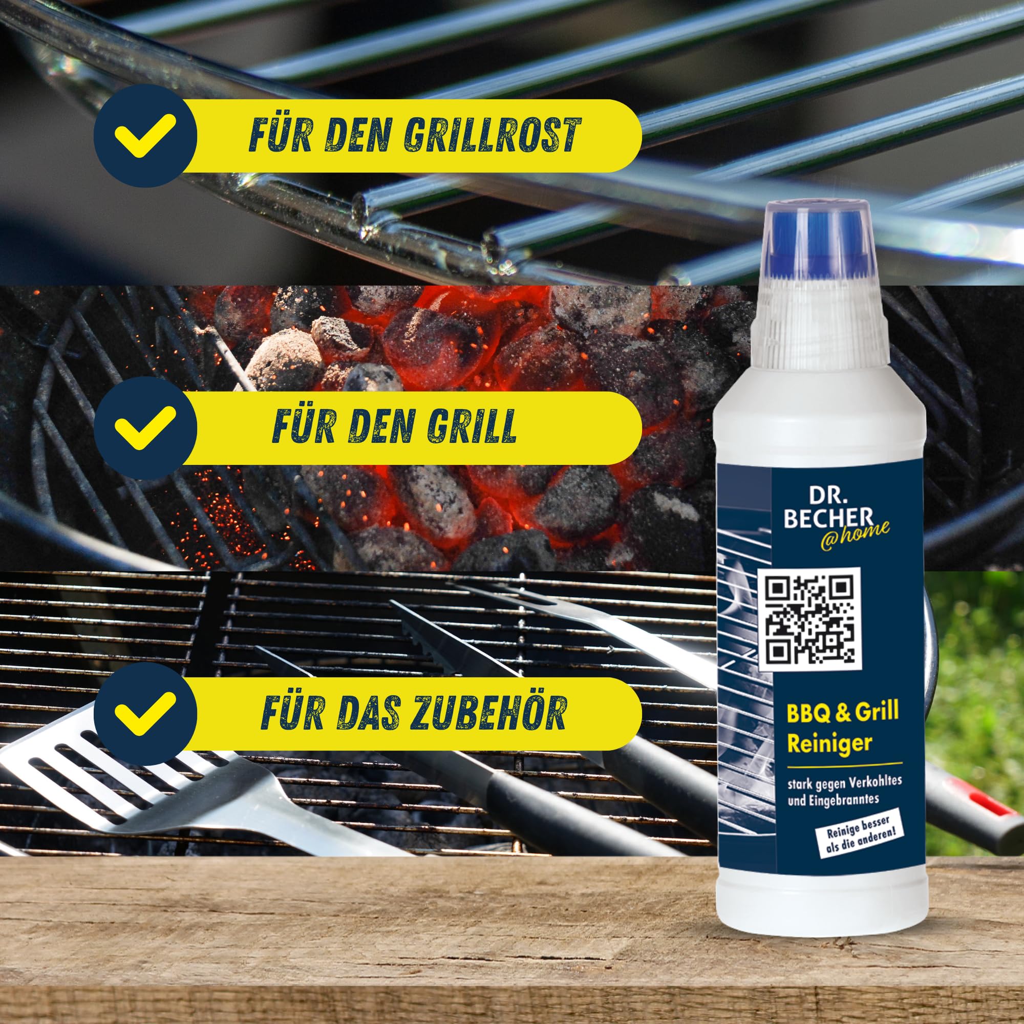 DR.BECHER @home Vorteilspack BBQ & Grill Reiniger Gel - Entfernt eingebrannte Verkrustungen zuverlässig und selbsttätig - Ideal für Edelstahlbleche, Grillroste und feuerfestes Glas 8x 500ml