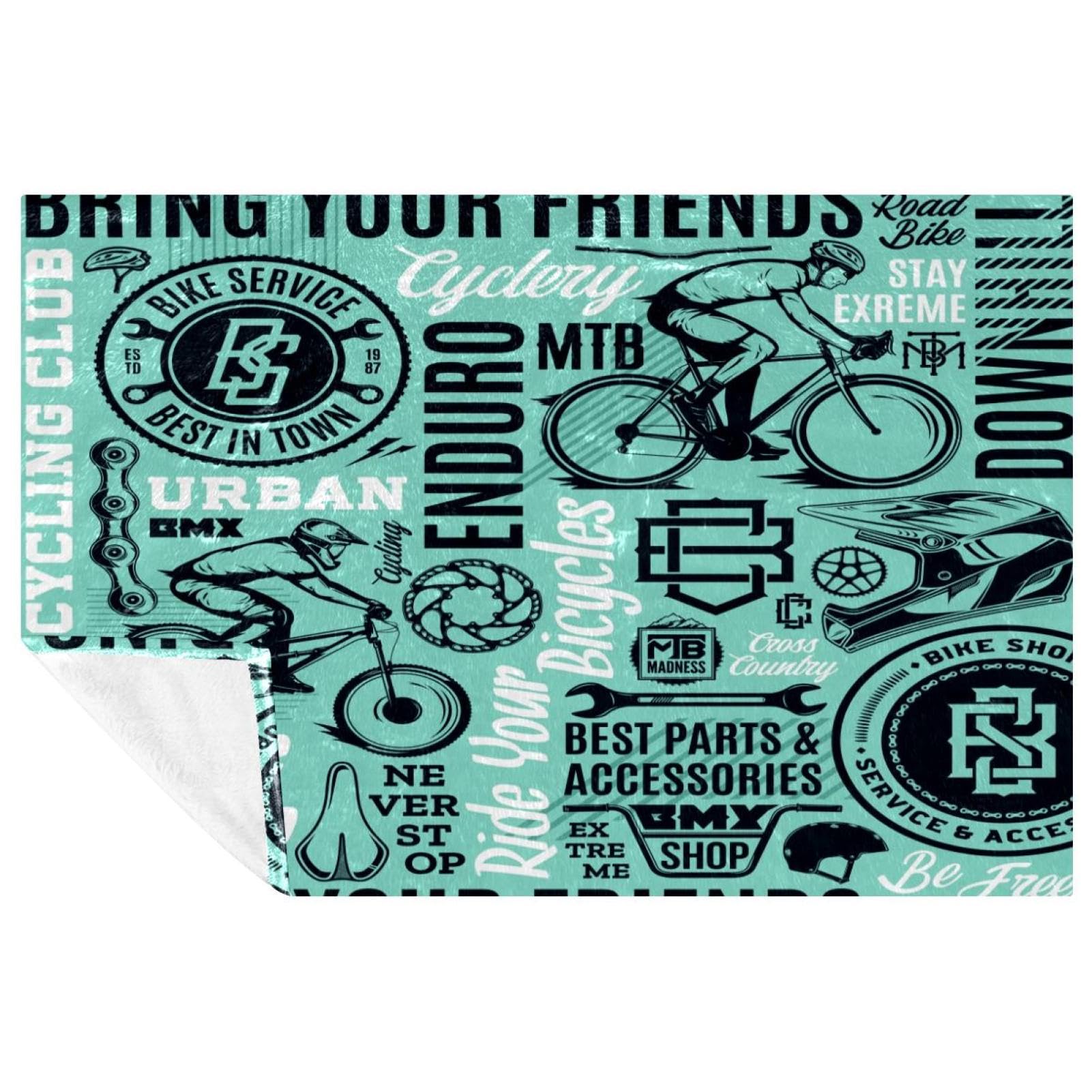 Poster imprimé doux Bike Shop Club anti-froid pour camping et canapé
