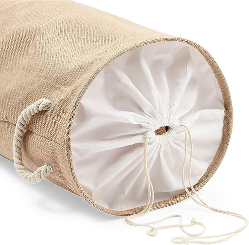 Miniatura 4 de Juvale Cesta de lavandería plegable de 22 pulgadas con cierre de cordón, cesta de ropa redonda independiente con cordón superior