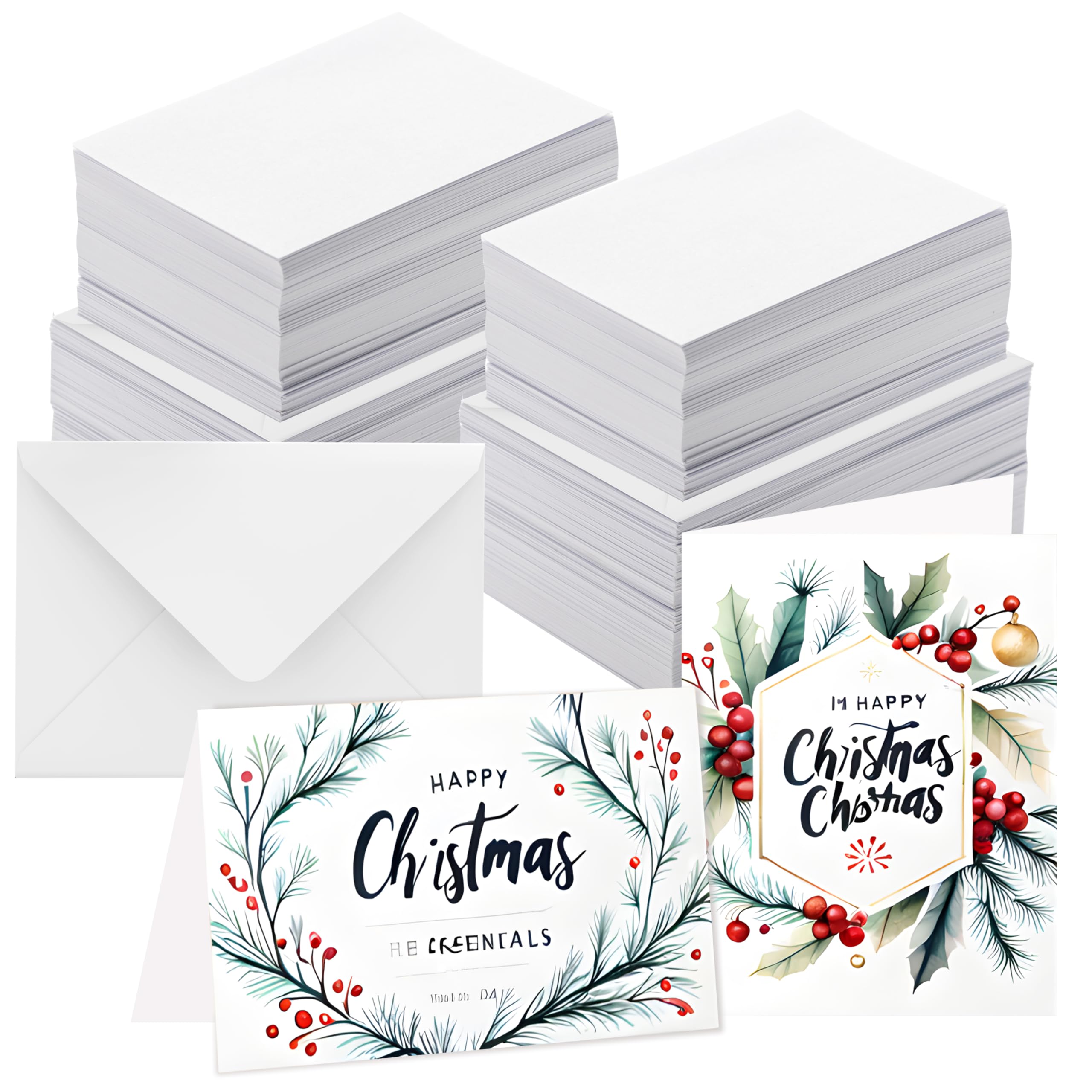 ANSSDO 50 Pack 5x7 Inch White Cotton Watercolor Cards with Envelopes, Foldable, Heavyweight 140lb, Greeting Cards for All Occasions