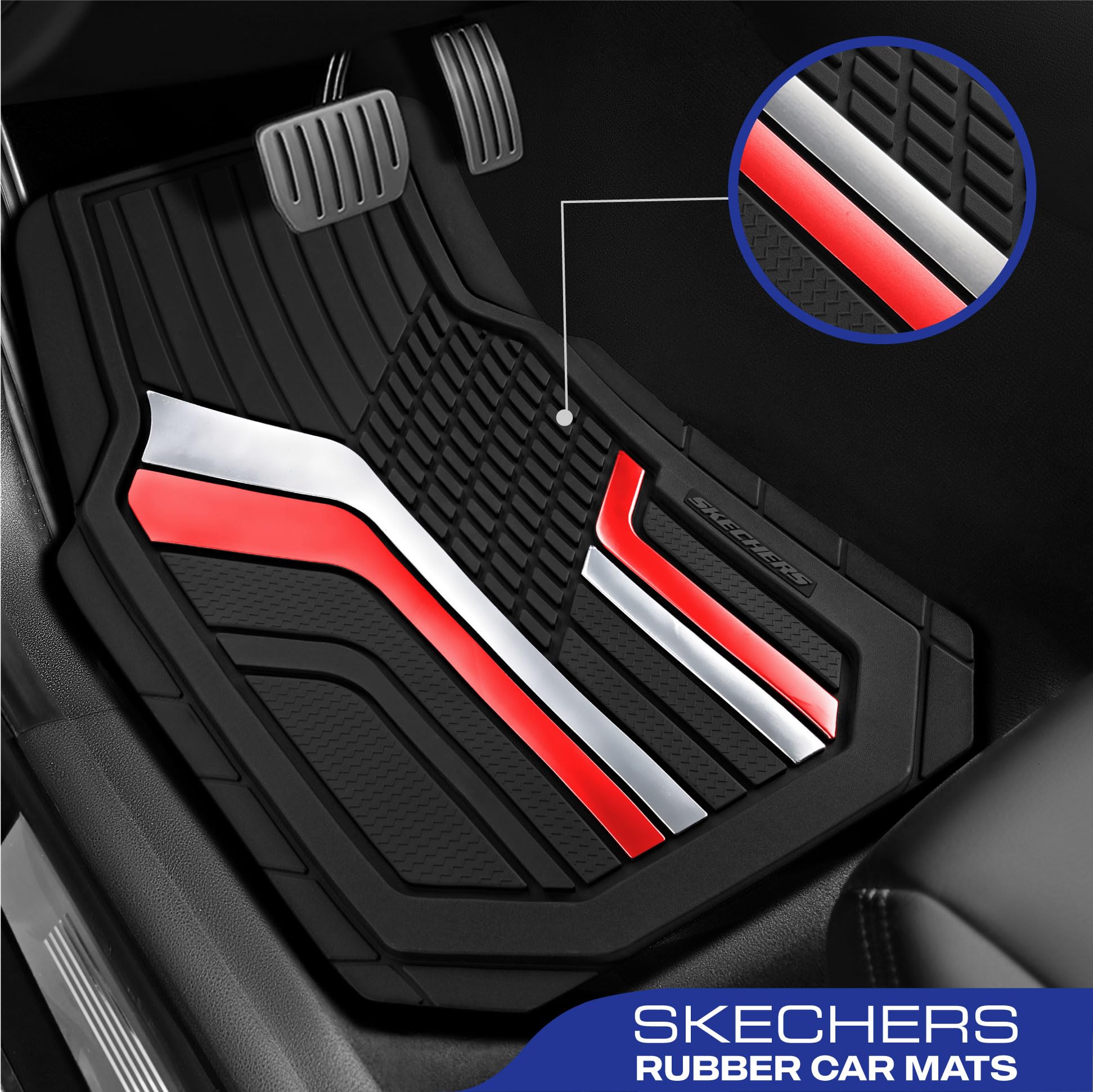 Skechers Heavy Duty Rubber Car Floor Mats Dual Color Design Floor Mats All Weather Car Mats Waterproof Trim — view 2