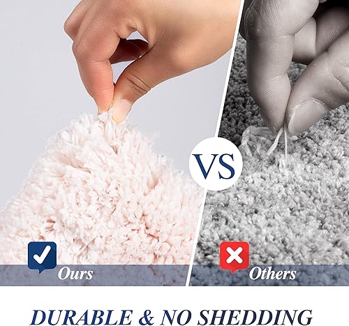 Miniatura 6 de Walensee Alfombra de contorno de baño (20 x 24 pulgadas, rosa degradado) Alfombra de baño antideslizante absorbente de agua suave microfibra lanuda