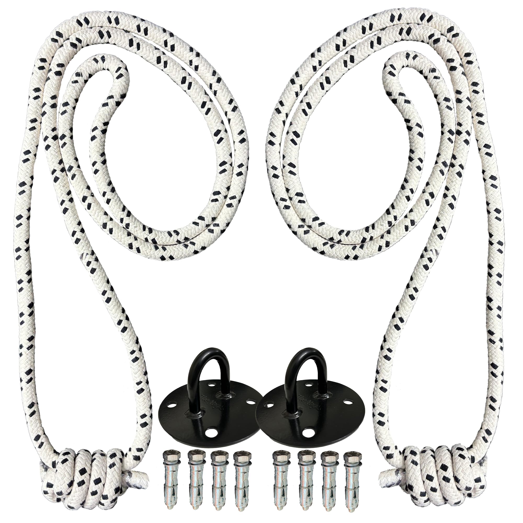 The Yogis Iyengar Yoga Anti-Gravity Wall Rope Thikness -14mm | Long | Material - Cotton | Pack of - 2 | (Colour - Off White) With Wall and Ceiling Mount