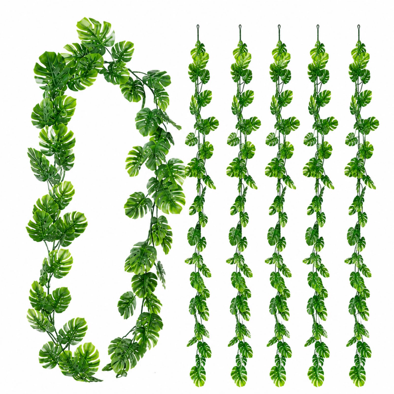 6 PCS Artificial Vines Greenery Garland, 5.9FT Hanging Greenery Plants, Tropical Palm Leaves Garland for Garden, Wedding Birthday Party Indoor Outdoor Spring Decoration