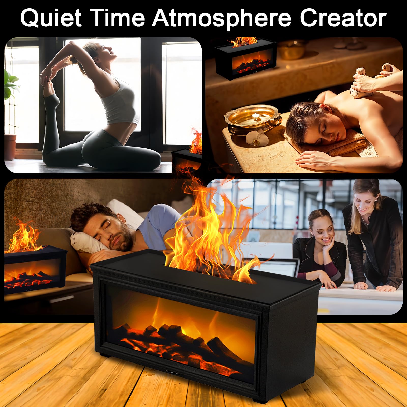 Diffusore di aromi con effetto fiamma 3D e umidificatore, 280ML diffusore di aromaterapia ad alta capacità per la casa (batterie non incluse)