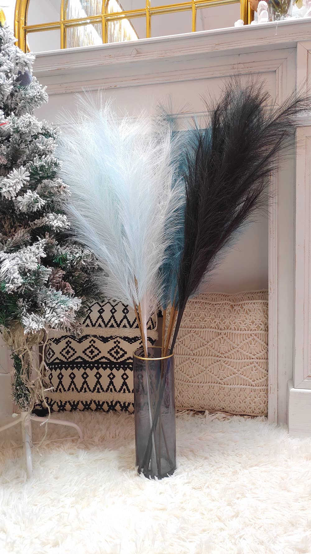 Erba Di Pampa Artificiale - 5 Steli Decorativi 80cm Per Vaso Da Interno - Foto 5