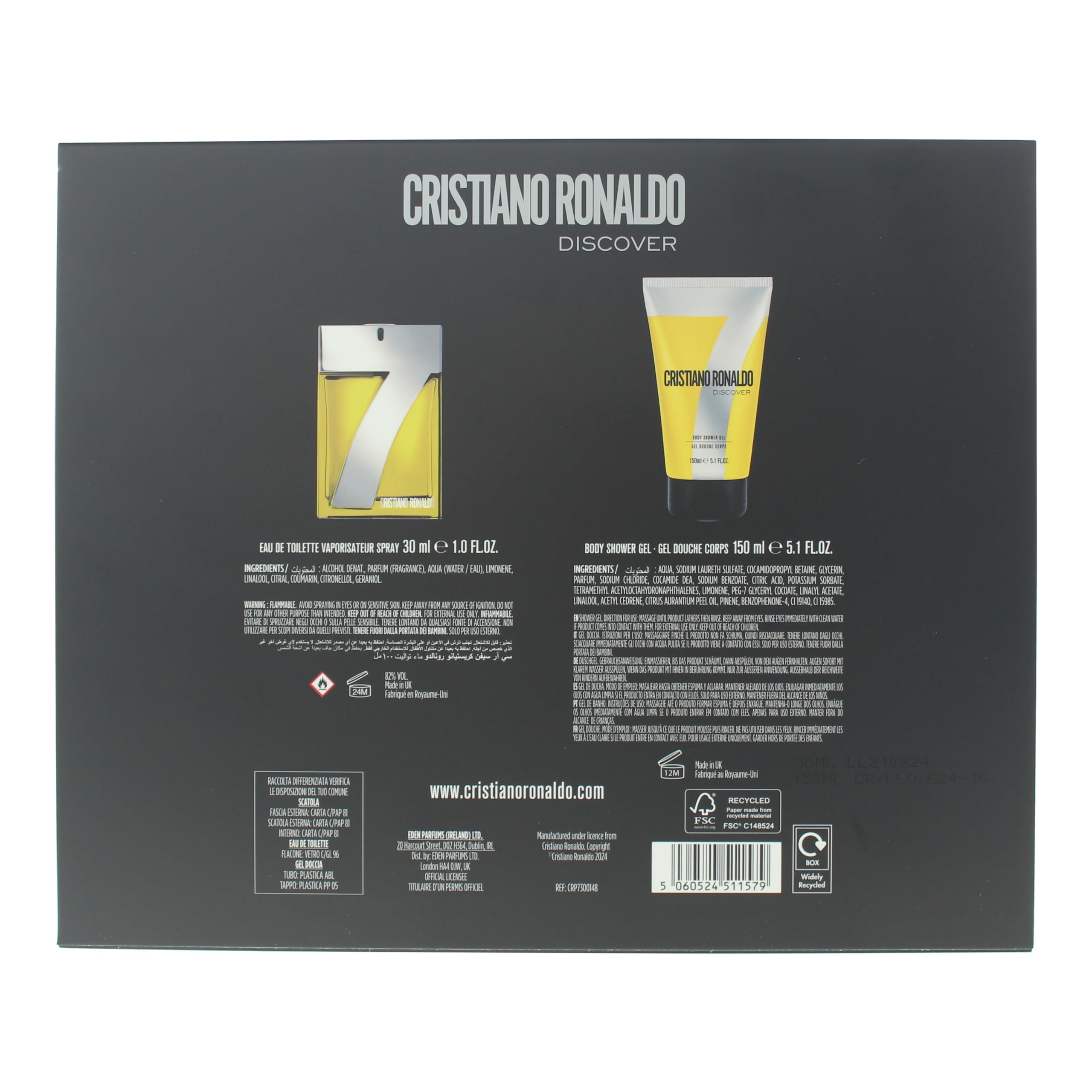 Cristiano Ronaldo CR7 Discover Coffret cadeau Edt + gel douche avec produits assortis 30 ml + 150 ml