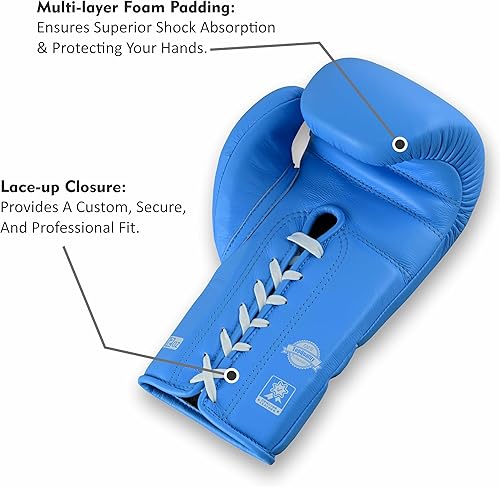 Miniatura 3 de Guantes de boxeo lisos con cordones  Guantes de entrenamiento y combate premium para atletas profesionales de boxeo y artes marciales mixtas