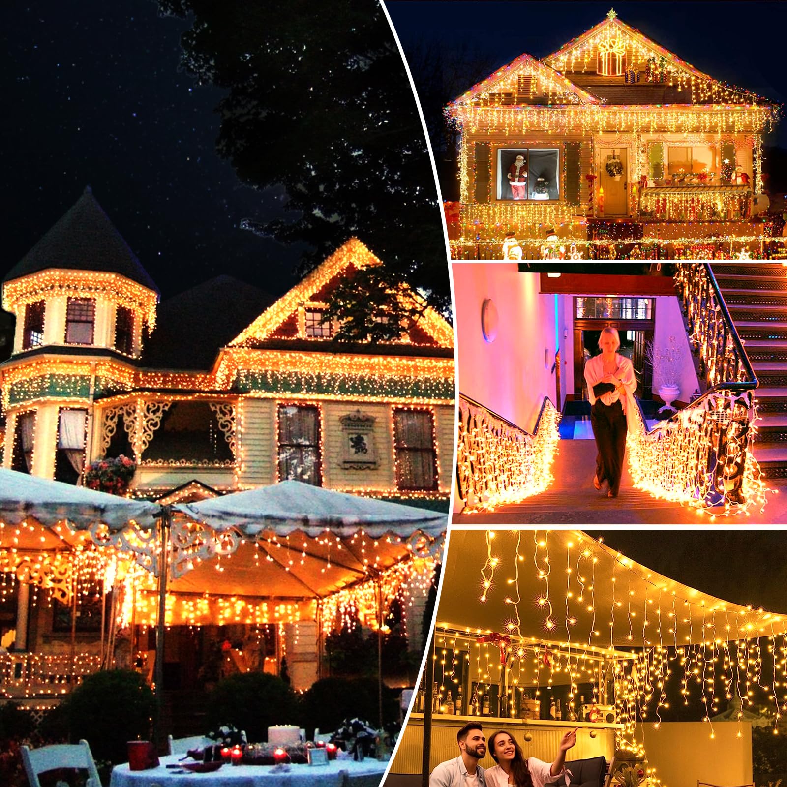 Elegear Tenda Luminosa Natale Esterno 20m 800LEDs, Luci Natale Esterno Cascata 8 Modalità con Memoria Impermeabile IP44 Tenda Luci Espandibile per Natalizie Finestra Balcone Patio Feste, Bianco caldo