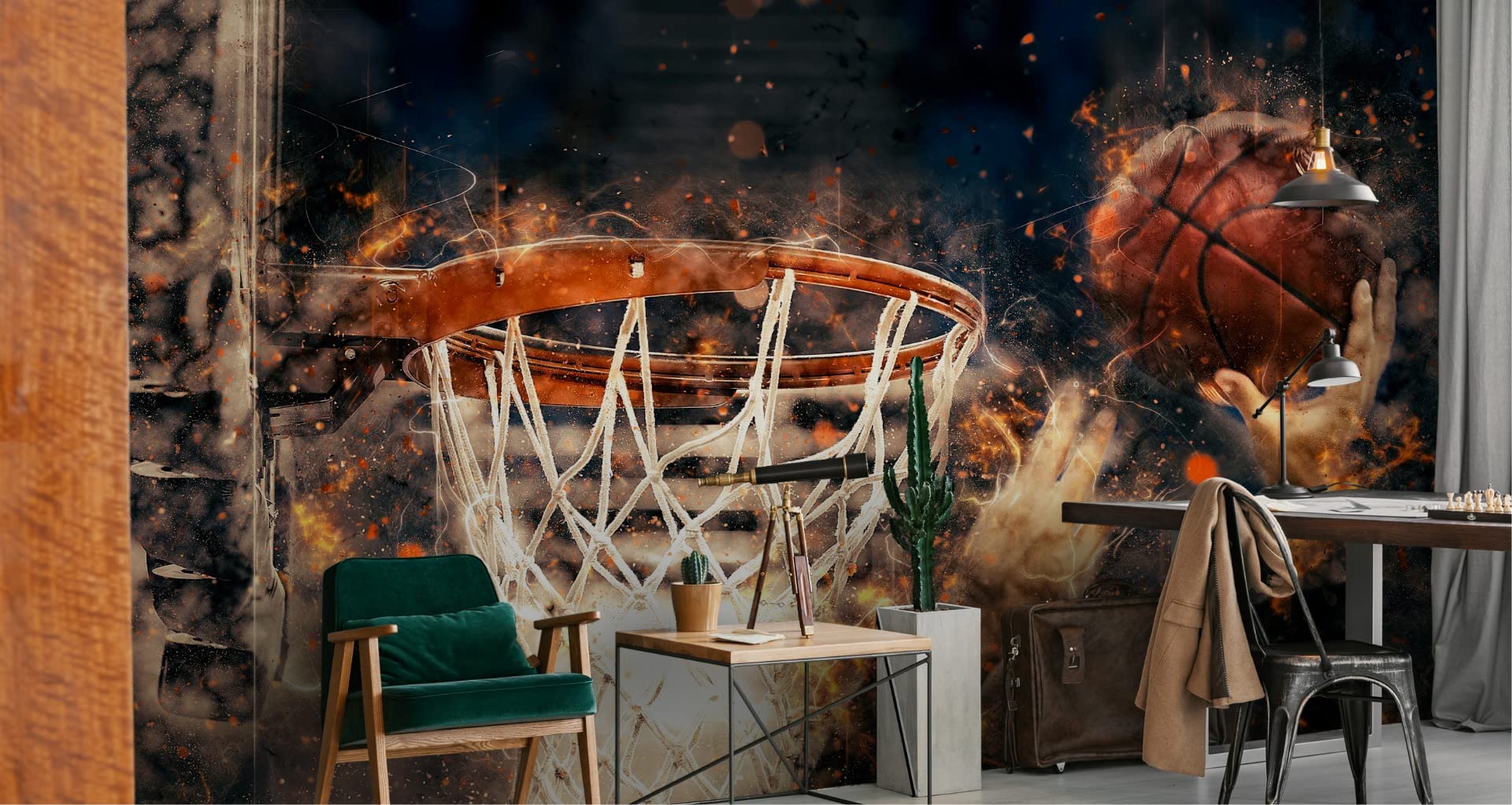 Muralo Papel Pintado Autoadhesivo Baloncesto - 368x254 cm