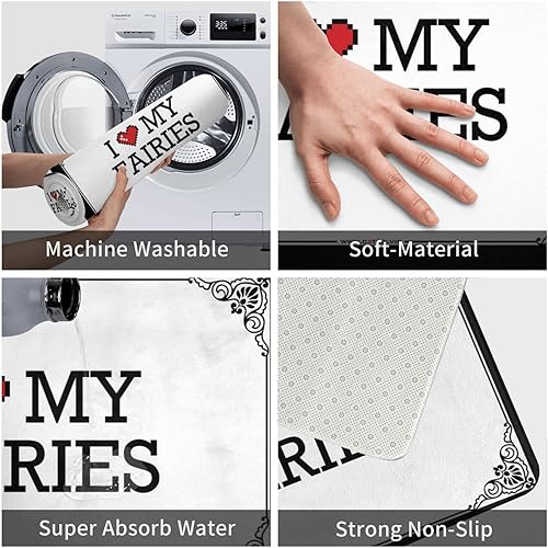 Miniatura 3 de Abipuir Tapete grande para exteriores con texto en inglés "I Love My Fairies", tapete para puerta exterior, decoración de puerta para dormitorio