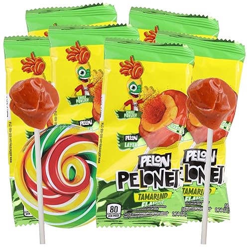 Tamarindo con paletas de mango, dulces mexicanos envueltos individualmente, recuerdos de fiesta, calcomanía de remolino incluida, 0.49 onzas,