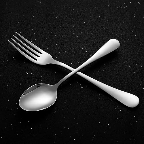 Miniatura 7 de Juego de 24 tenedores y cucharas de acero inoxidable, juego de cubiertos de alta resistencia con tenedores y cucharas (6.7 pulgadas), apto para