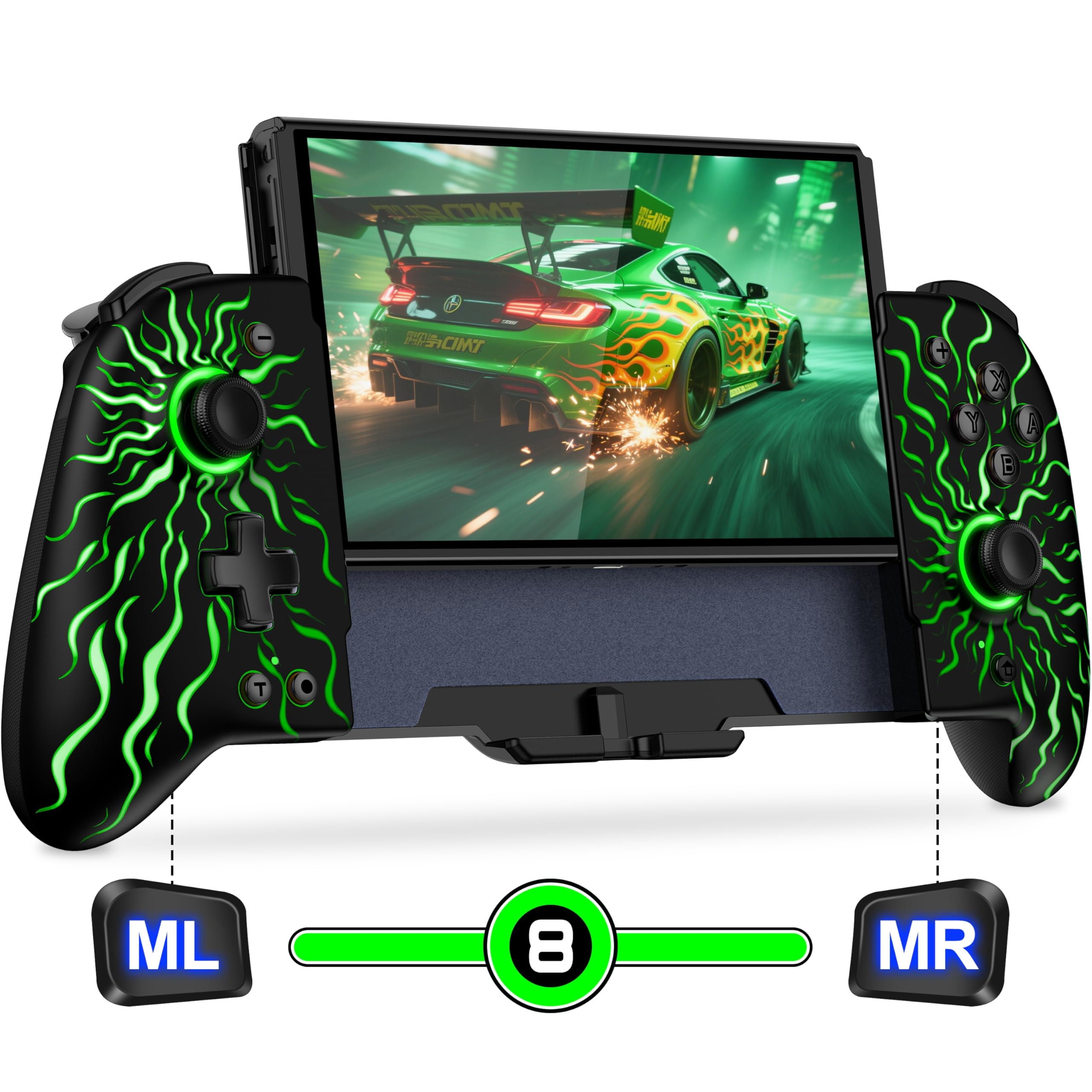 Coogamefly Switch Controller für Nintendo Switch/OLED, Einteiliger Handheld Wireless Switch Controller mit Hall Effekt Sticks mit RGB-Lichteffekt, Turbo und programmierbare