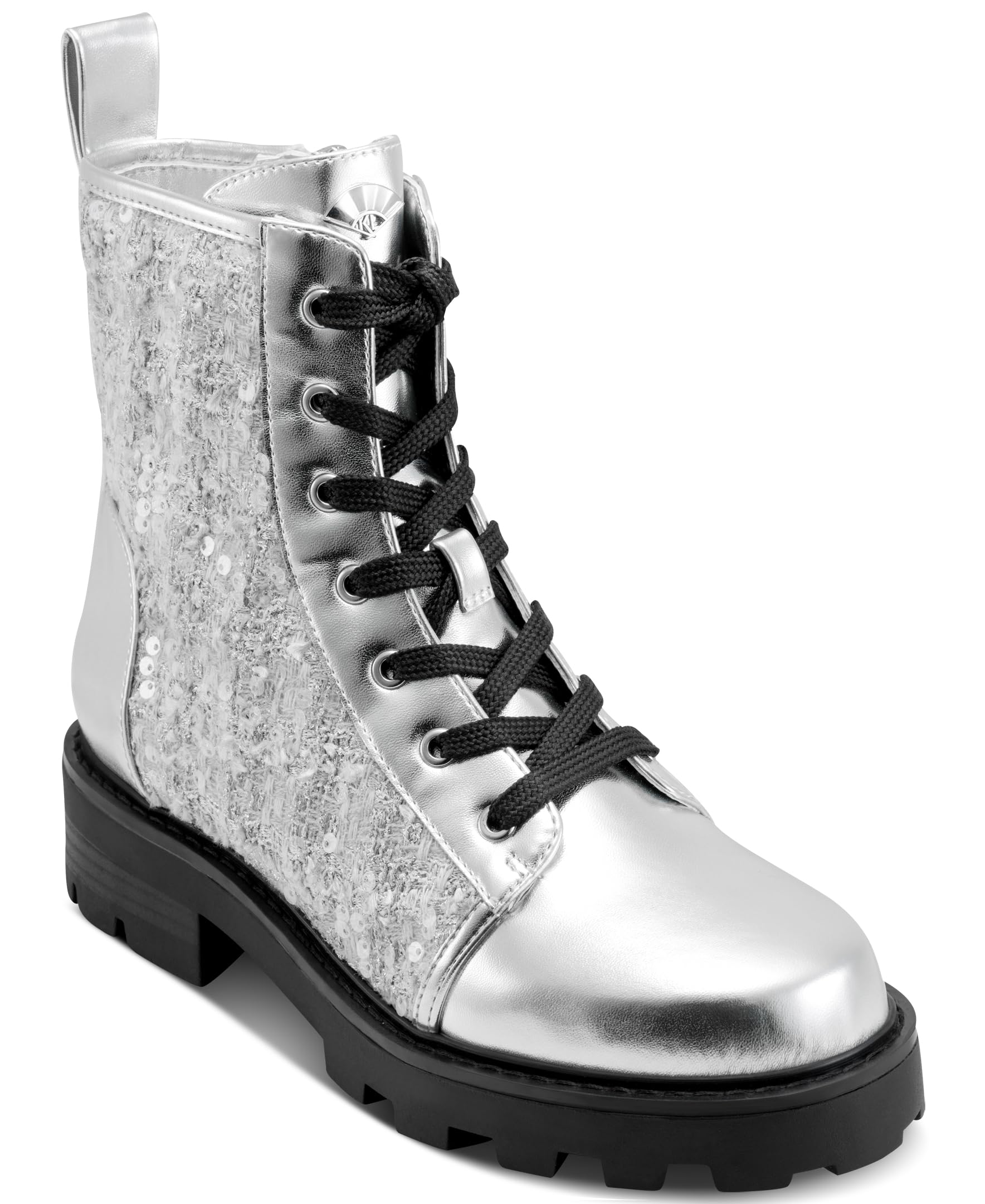 KARL LAGERFELD womens Marlee Sequin Combat Boot