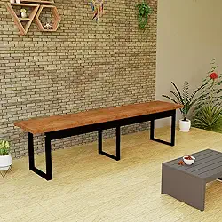 Banco De Madeira MDF Com Estrutura Metálica Decoração Área Gourmet (Nature)