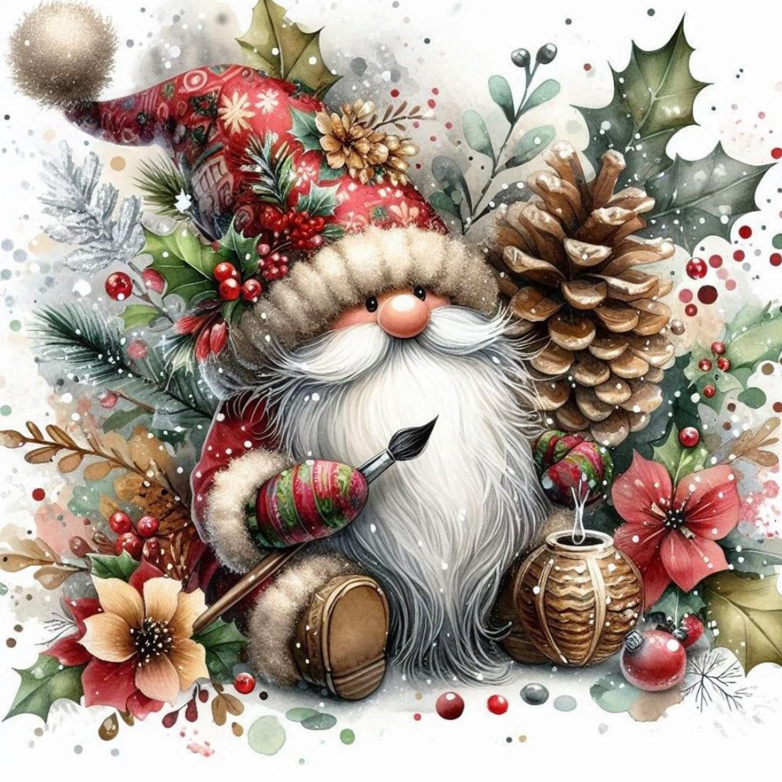 RICUVED Christmas Diamond Painting Kits,5D Gnome Diamond Art Painting Kits for Adults Full Drill Crystal Picture Art Kits for Beginners for Home 11.8x11.8 in