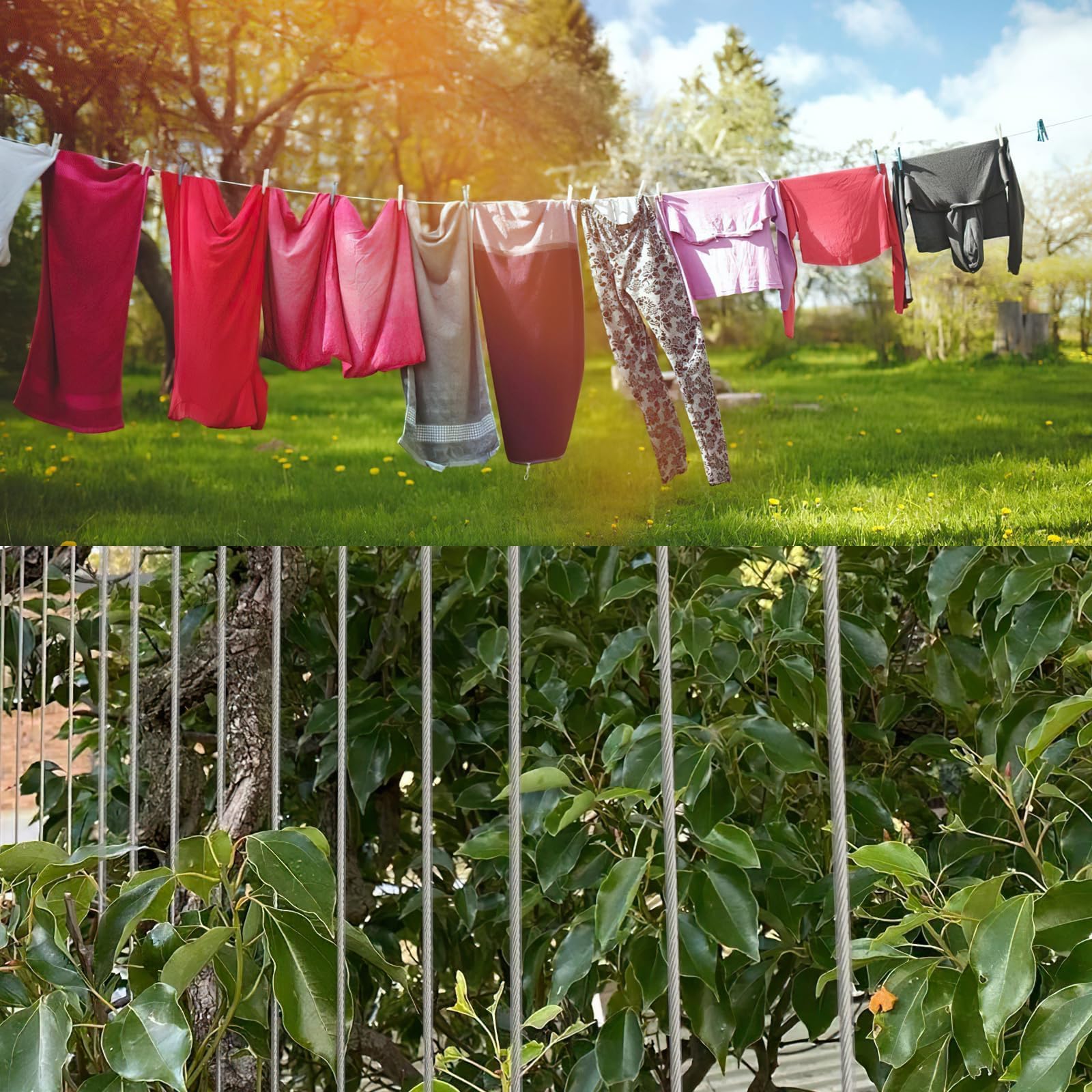 Kit de Suspension 30m en Acier Inoxydable - Câble 3mm Enduit de PVC Avec Tendeur M5 et Crochets - Pour Linge, Lumière, Plante Grimpante, Rambarde