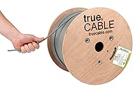 Vista 1 de TRUE CABLE Cable Ethernet a granel de elevación blindada Cat6 (CMR), 1000 pies, gris, cobre sólido desnudo 23 AWG, 550 MHz, escudo total de papel