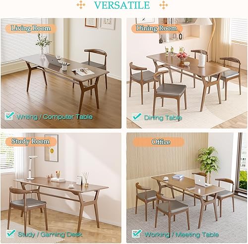 Miniatura 4 de Escritorio de estudio de madera maciza, mesa de computadora doble larga de 63 pulgadas para oficina en casa, estación de trabajo de PC para 2