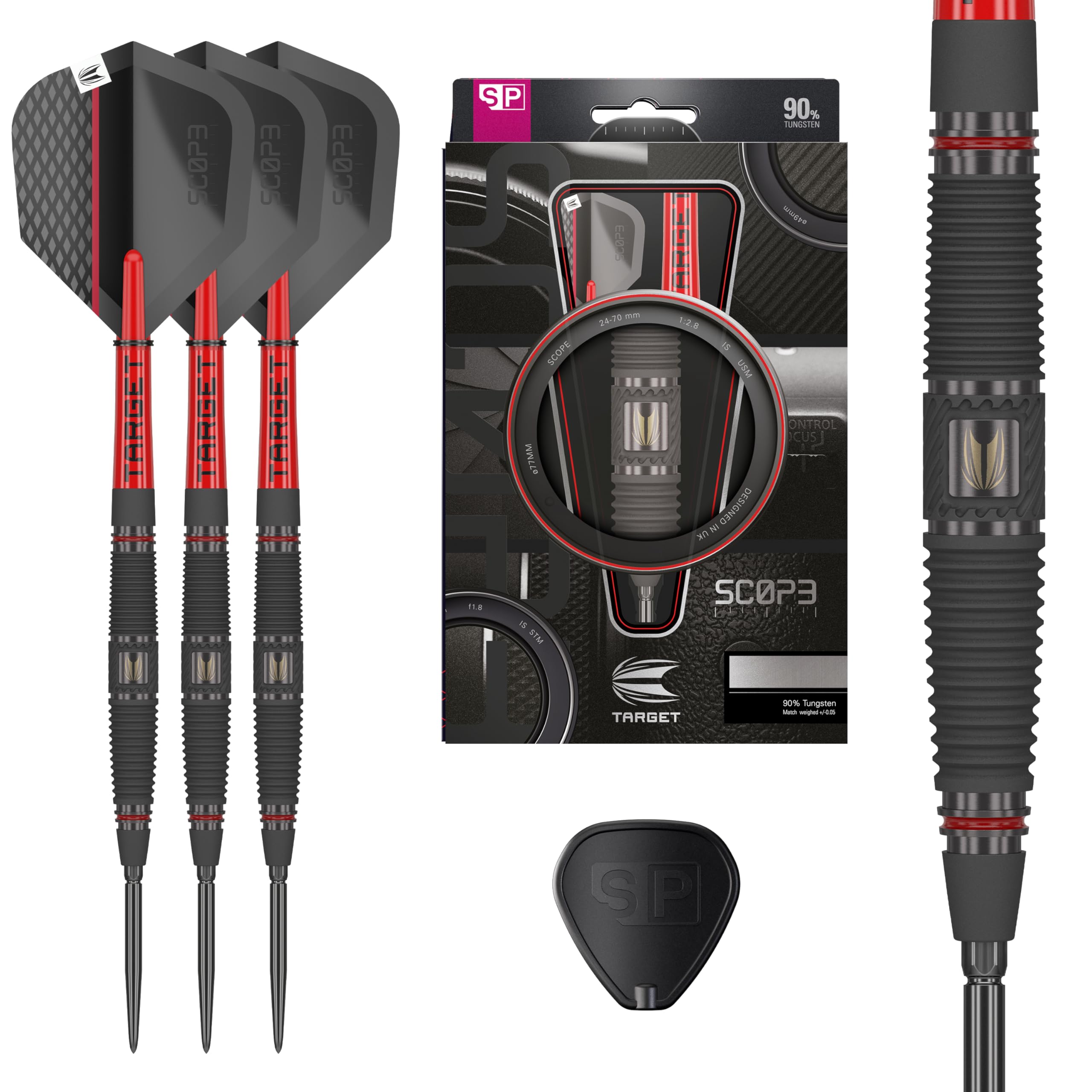 Target Darts Scope Steel Tip Swiss Point Darts, 90% Tungsten Dart