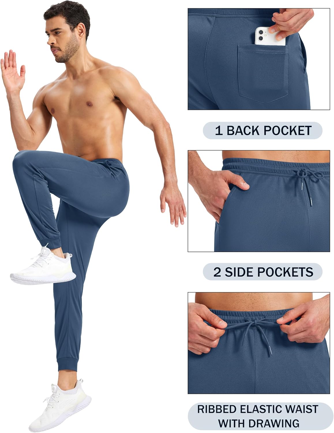 MAGNIVIT Men's Lightweight Joggers Sweatpants with Pockets Breathable Quick Dry Athletic for Running Gym Work Out - Image 2