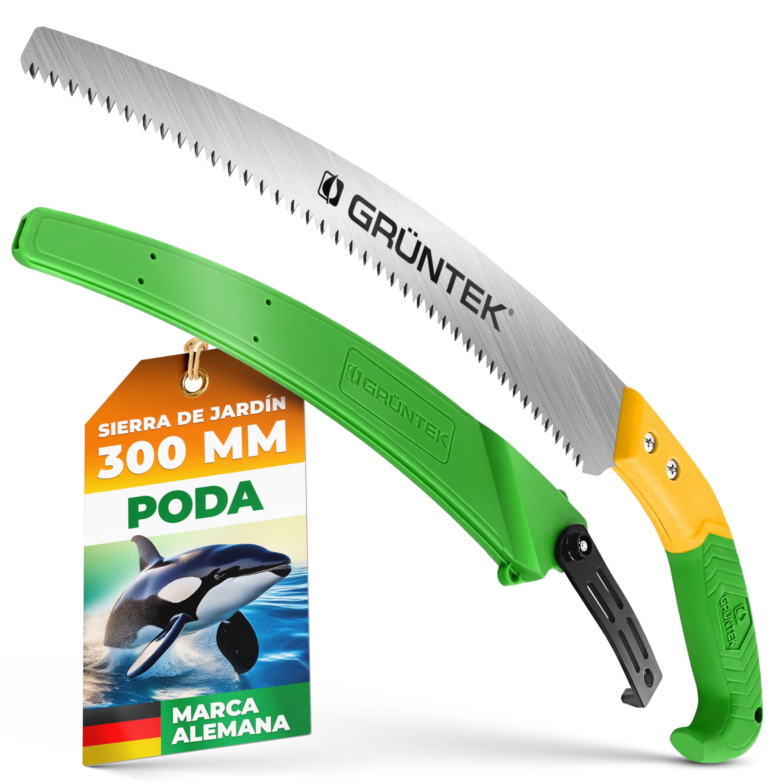 Sierra de poda para madera GRÜNTEK Orca serrucho de jardín 330mm