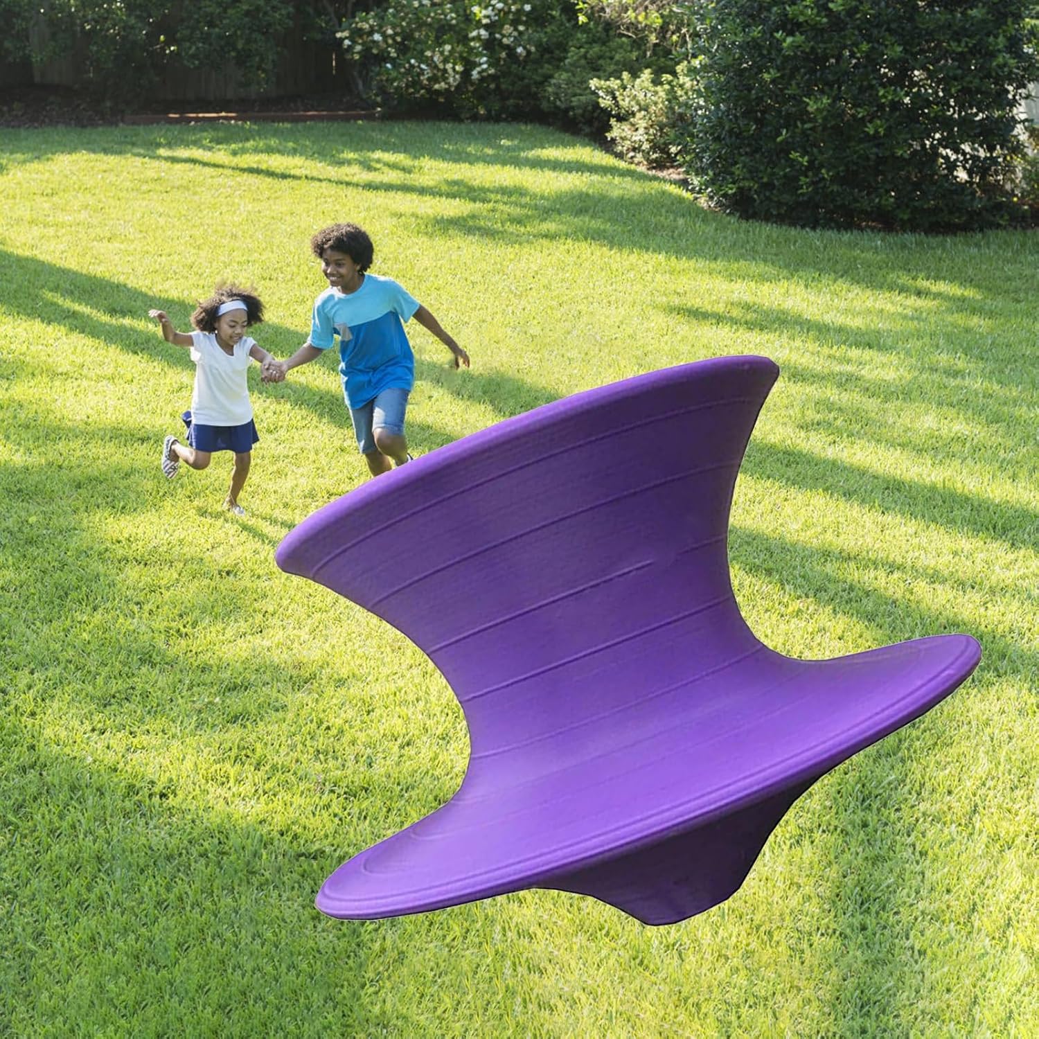 CMYUN Colorful Small Swivel Gyro Chair, Small Sensory Chair for Sense Training, Round Swivel Chair/Toy Spinning Stool for Patio Nursery Living Room(Purple)