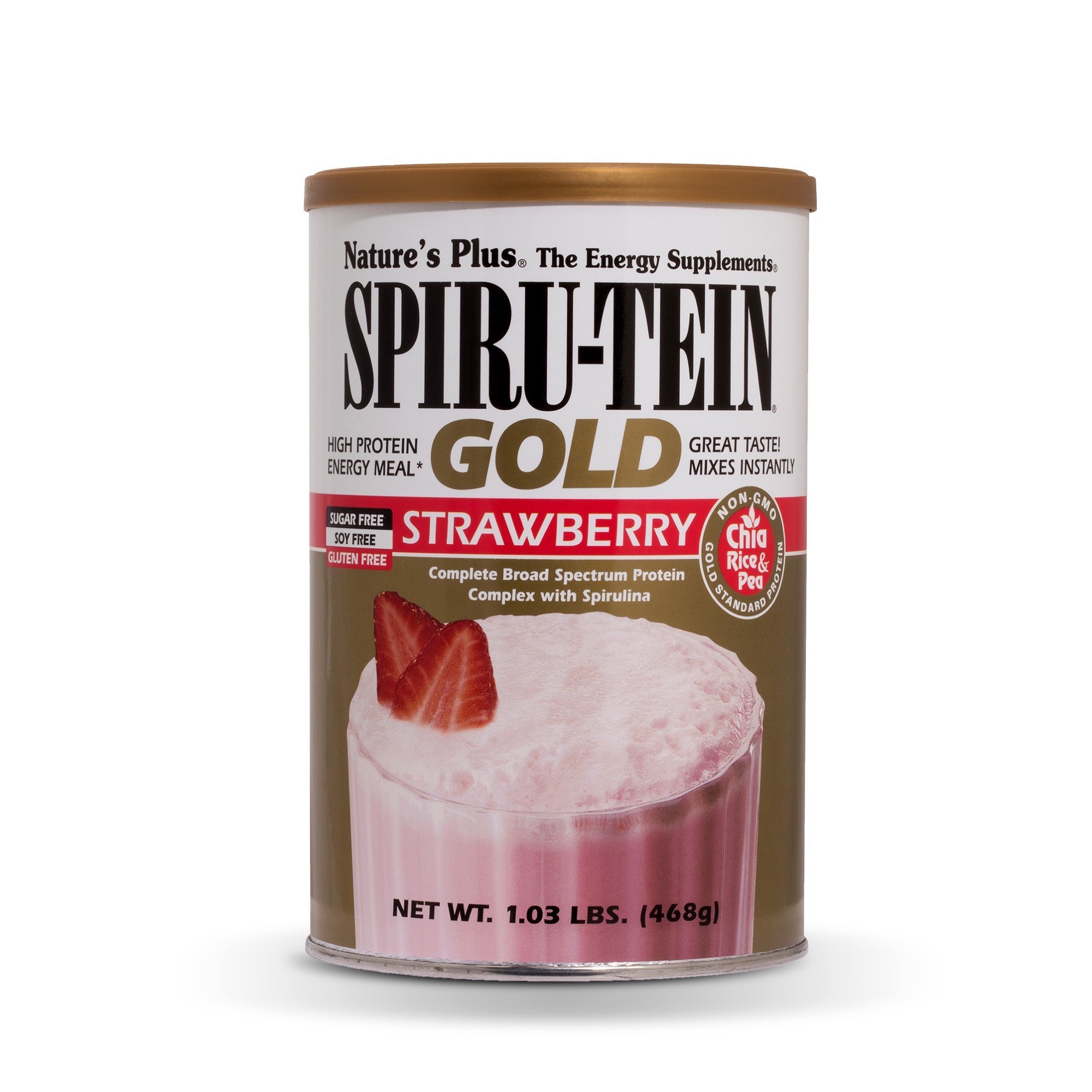 Spiru-Tein (Spirutein) Gold Chia Rice & Pea- Strawberry - 1.03 lb - Powder