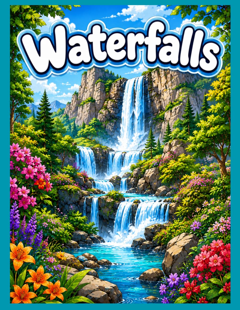 Waterfalls Coloring Book: Fun coloring book for kids and adults. 20+ large 8.5x11 images to color