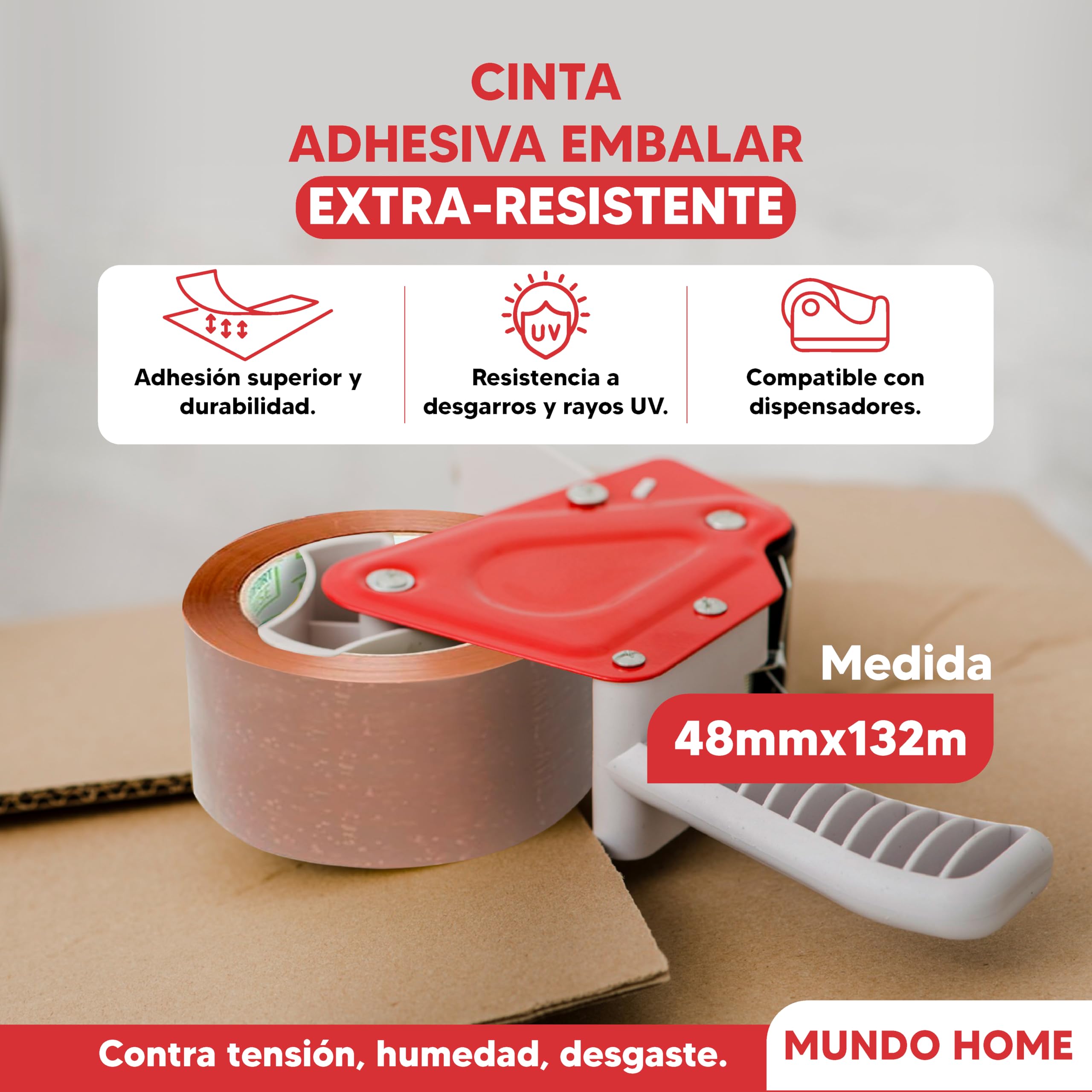 36X Cinta Adhesiva Embalar Extra Resistente - Cinta Embalar Marrón Resistente al Desgarro y a Rayos UV - Cinta Universal Ideal para Colegio, Oficina, Mudanza (36, Marrón, 48mmx132m)