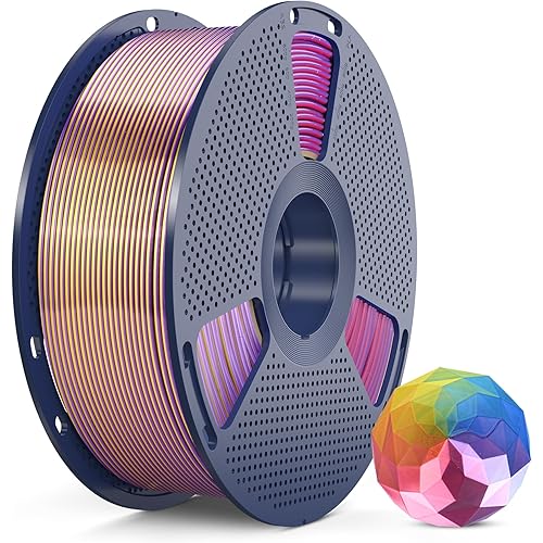 SUNLU PLA+ Silk Filament, Four-Color 3D Printer Filament 1.75mm, Dimensional Accuracy +/- 0.02mm, 1KG Spool(2.2 lbs), Silk Quadruple Color(Gold Purple Red Blue)