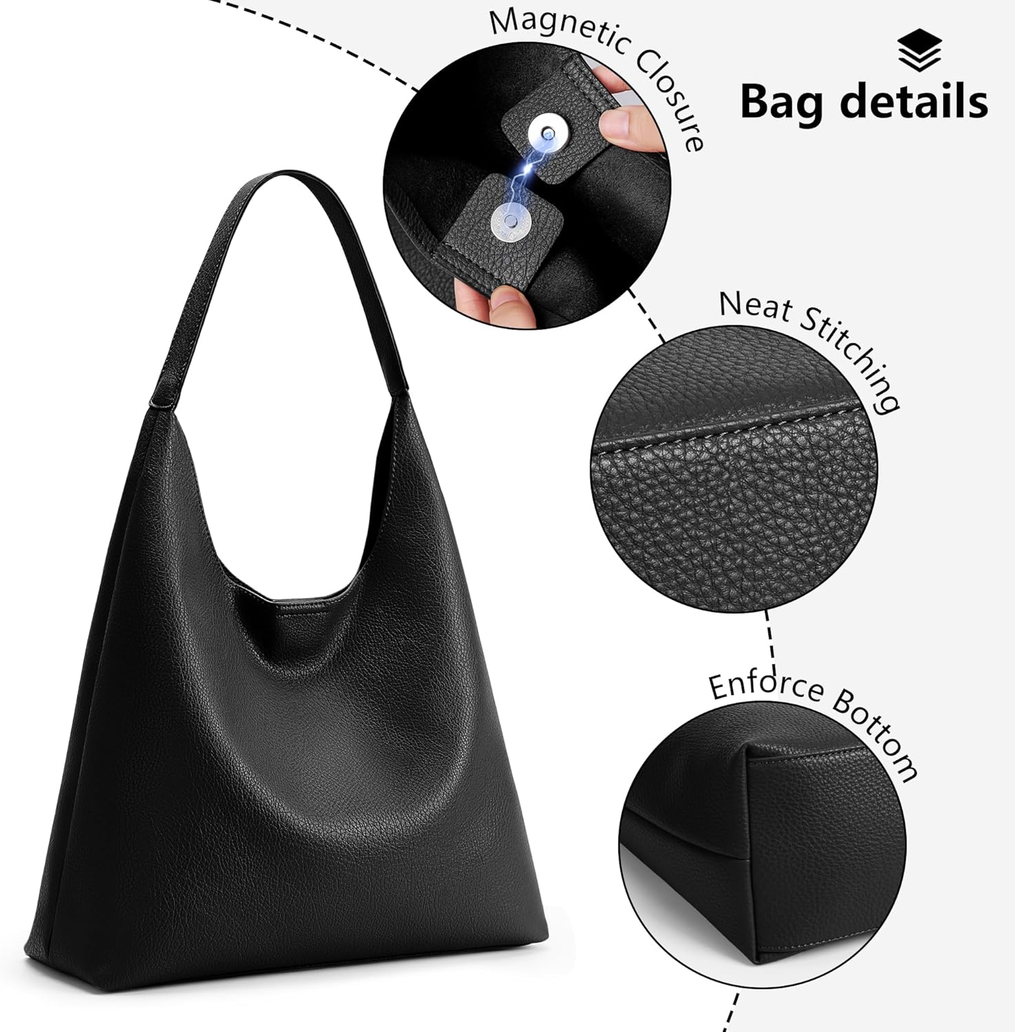 KALIDI Slouchy Hobo Bag Vegan Leather Suede Tote Bag Women Weekender Shoulder for Casual Travel Purse - Image 5