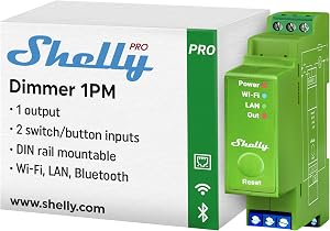 Shelly Pro Dimmer 1PM, Dimmer Smart Wi-Fi & LAN a 1 Canale con Misurazione dei Consumi, 200W, Domotica, Montaggio su Guida DIN, Alexa e Google Home, App iOS e Android, Nessun Hub Richiesto