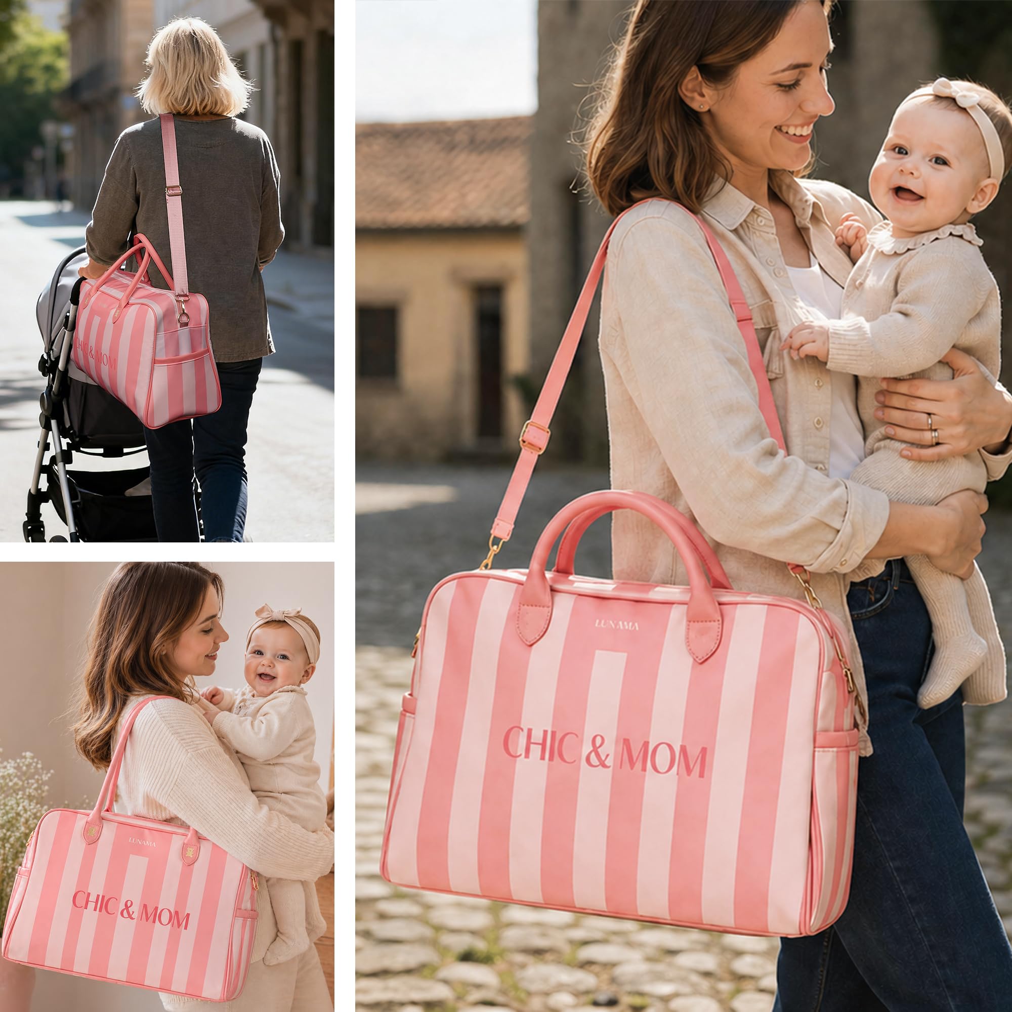 Borsa fasciatoio per neonati di grande capacità - Valigia premaman e Mommy Bag - Borsa da viaggio termica per passeggino con scomparti regolabili