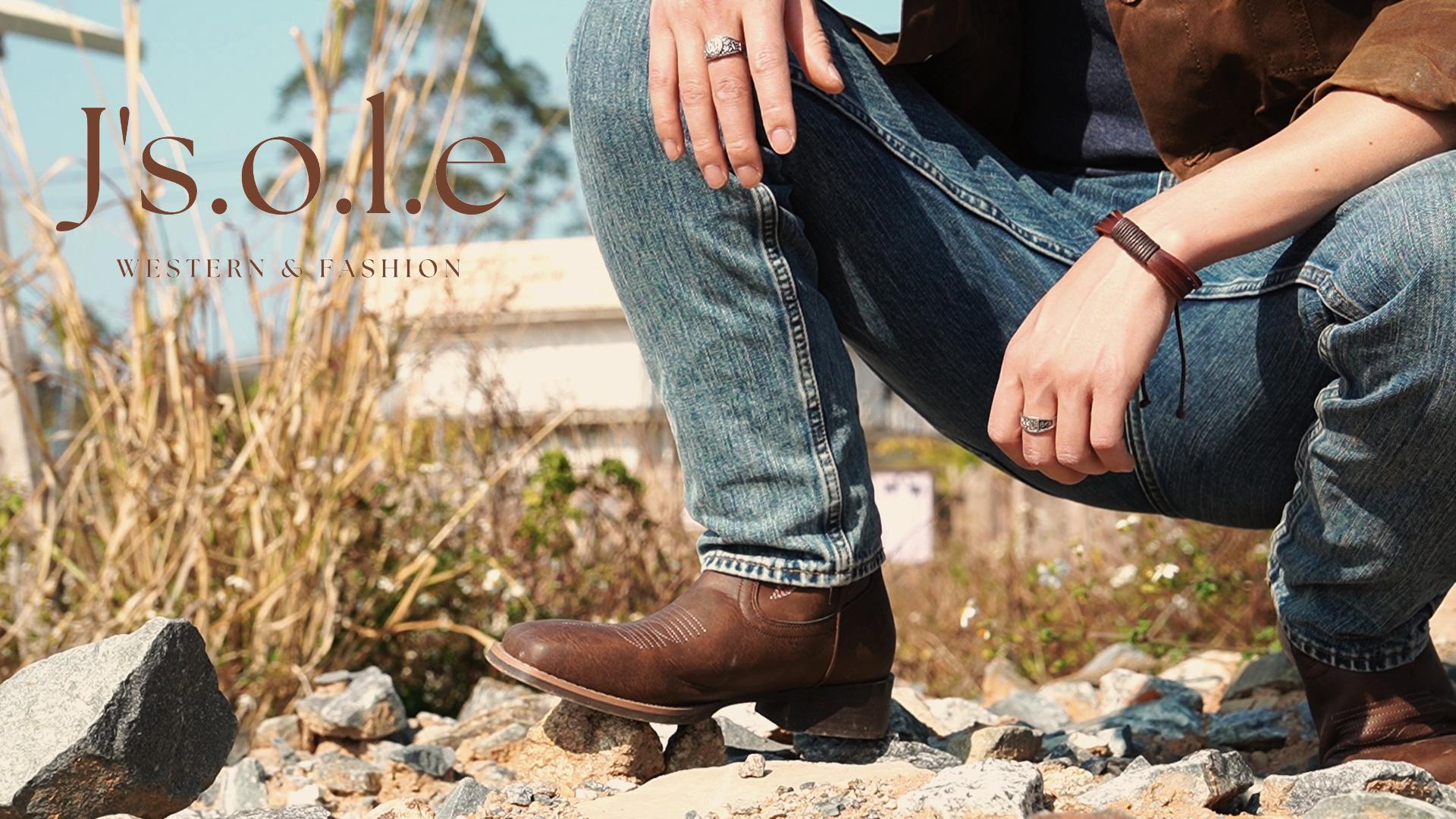 Wide Calf Boots For Men Western Boots Square Toe Retro