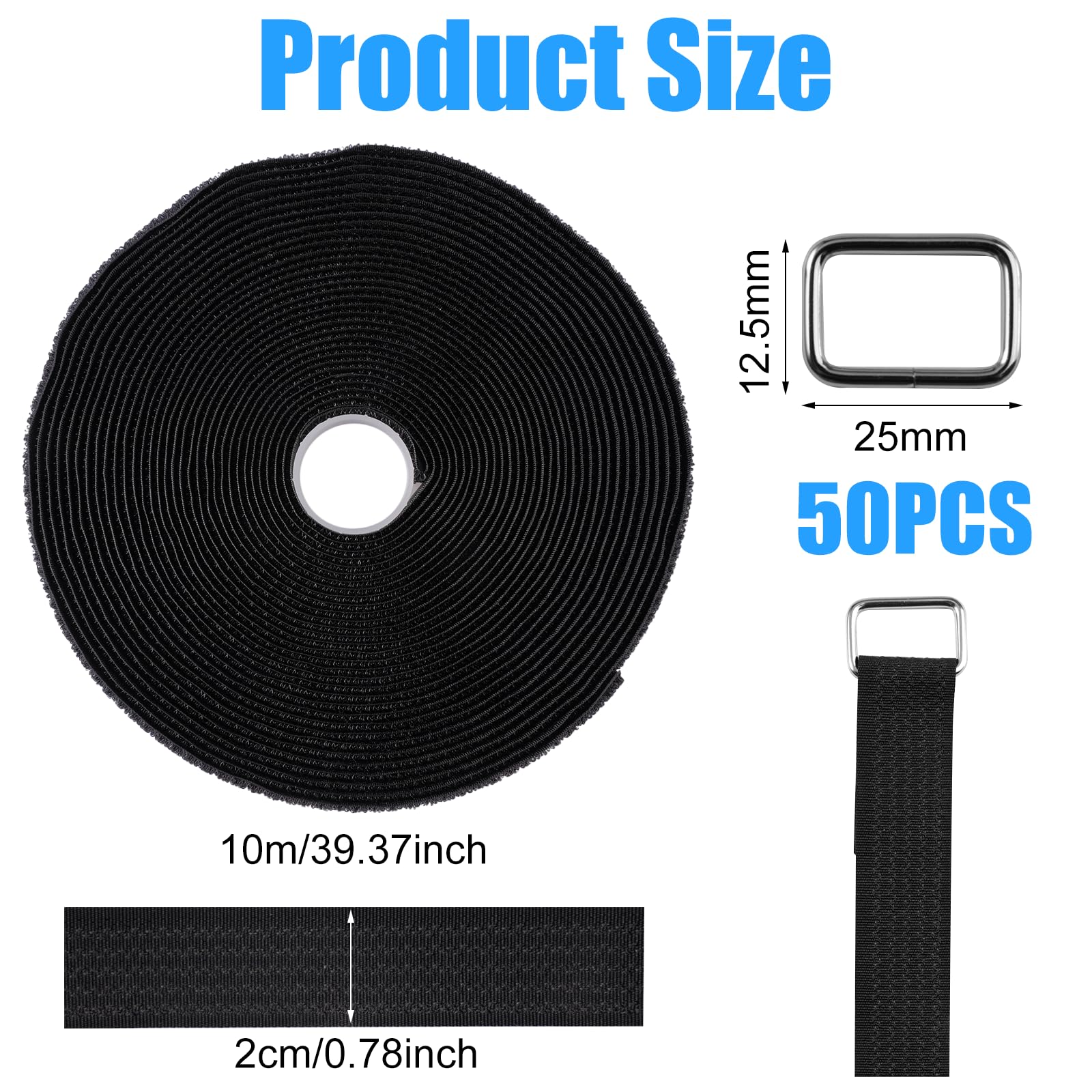 Fascette In Velcro Con Fibbie Metalliche 10 M X 2 Cm | Nastro Autoadesivo Tagliabile, Organizza Cavi E Tubi - 3