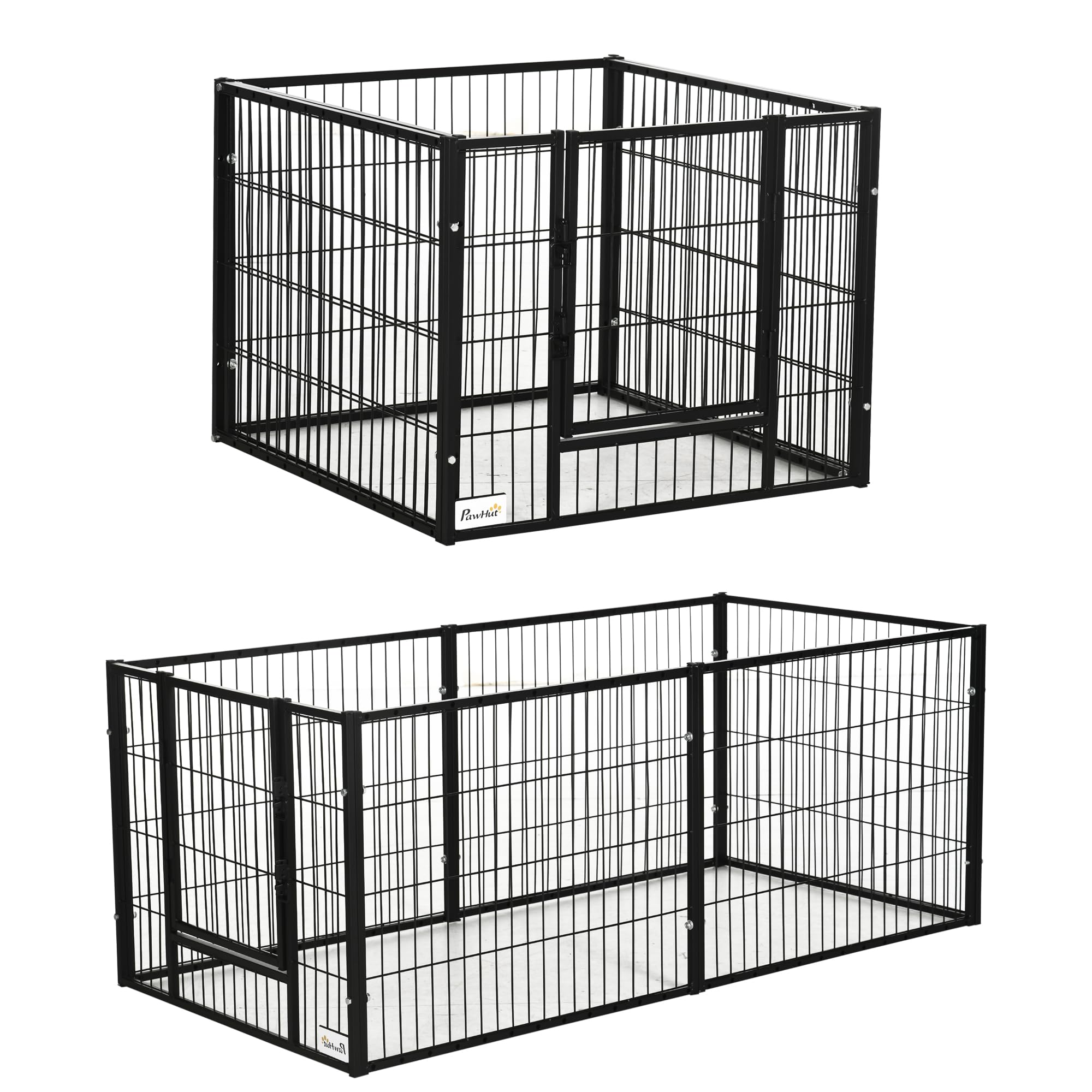 PawHut Recinto per Animali con 6 pannelli per Esterni e Interni, Lunghezza regolabile 82.5-150x79x61cm, Metallo