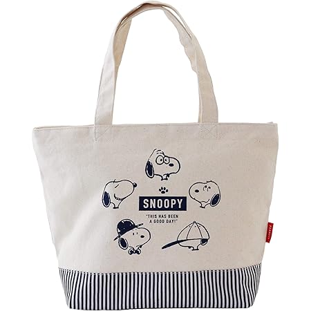 Amazon Co Jp スヌーピー Snoopy トートバッグ ボックスロゴ コットン ポリエステル 天ファスナー サイズ対応 アイボリー シューズ バッグ