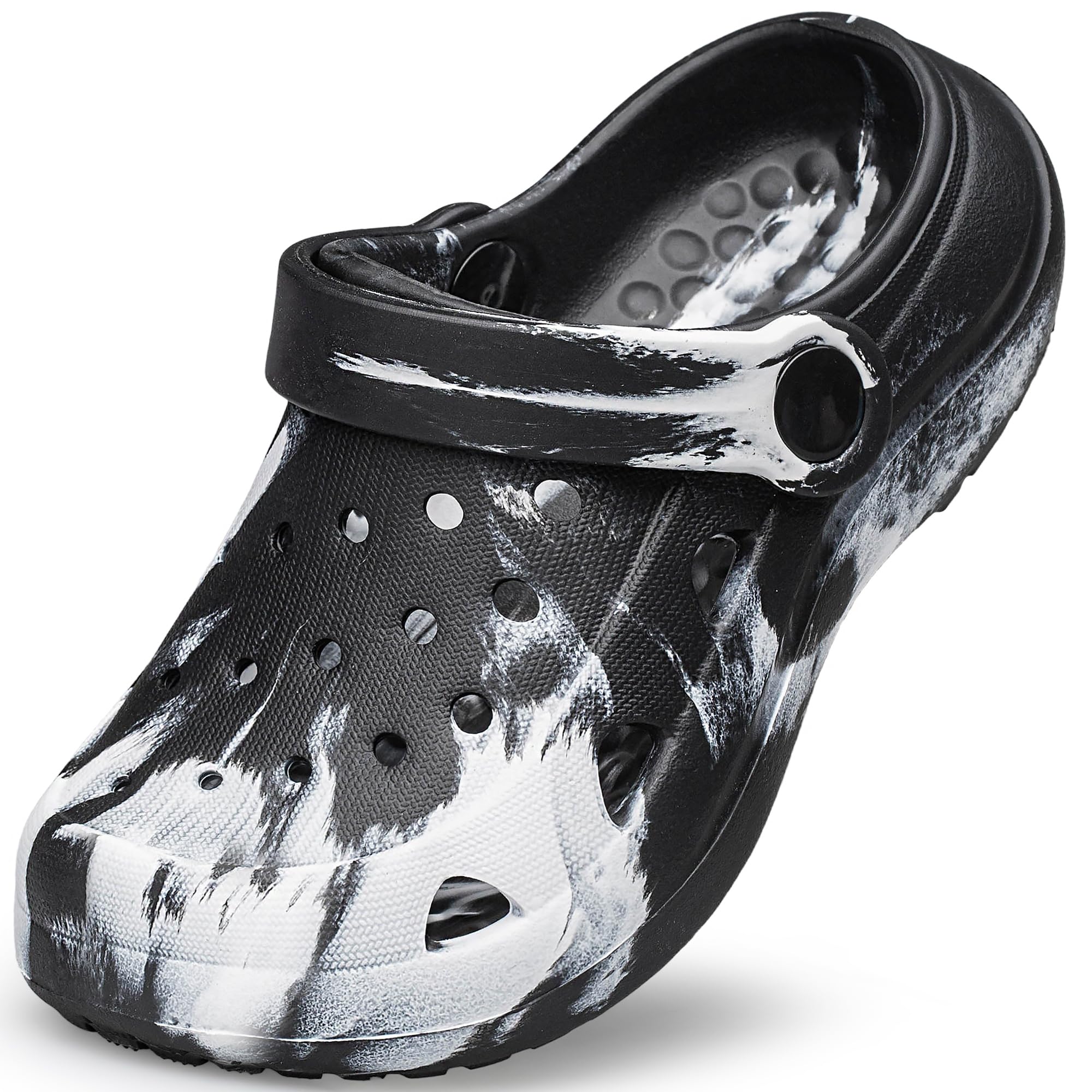 Photo 1 of CASOSTELLY Marbled Clogs for Kids - Black/White, Size 5 Big Kid
