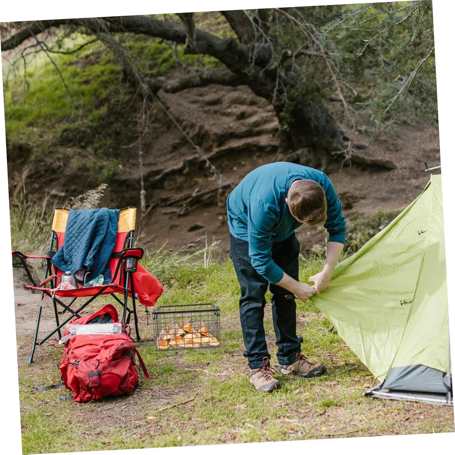 HANABASS Iron Firewood Basket Storage Organization Decorative Kindling Carrier Camping Accessories Outdoor Basket