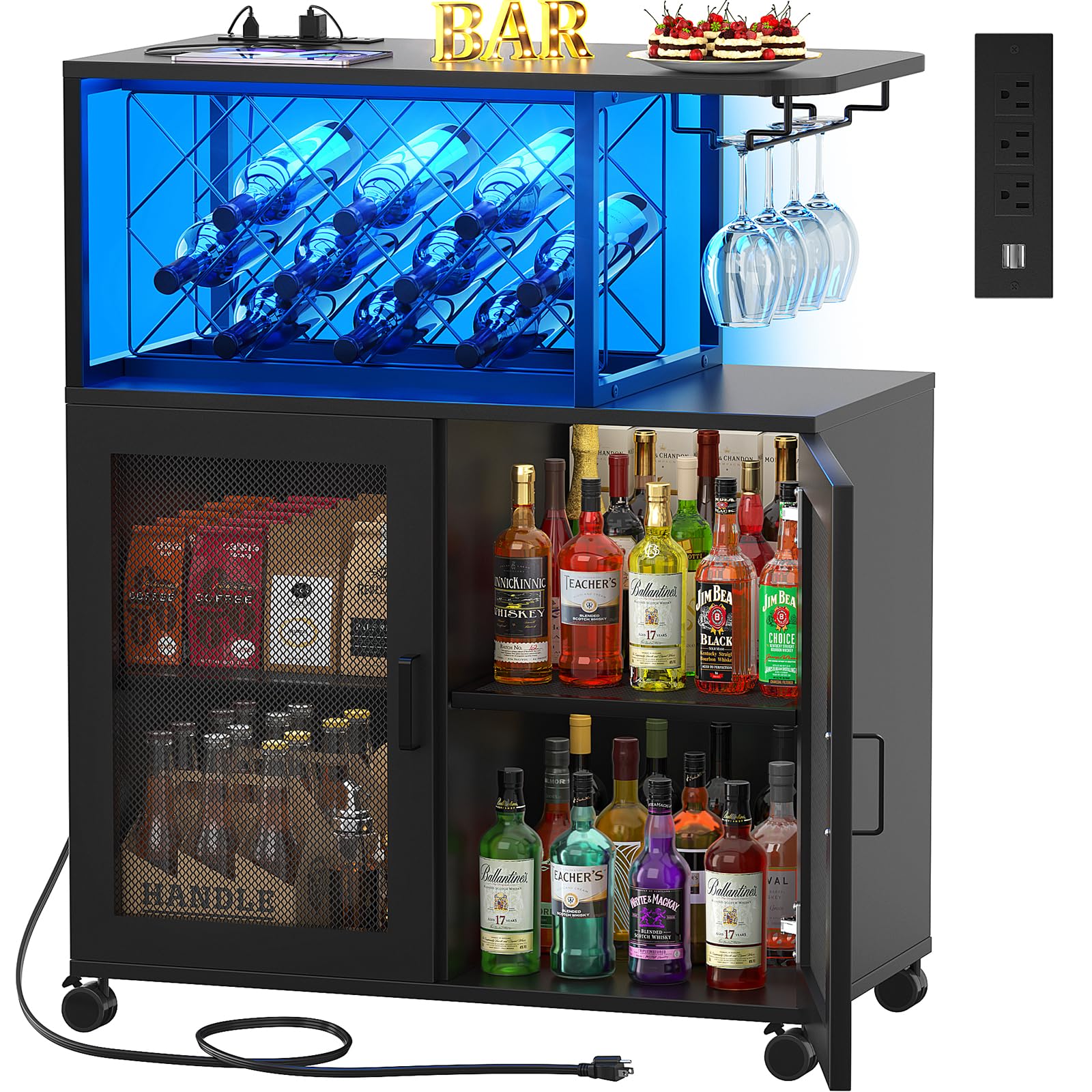 Mini Bar Roulant Mini Bar With Light Furniture