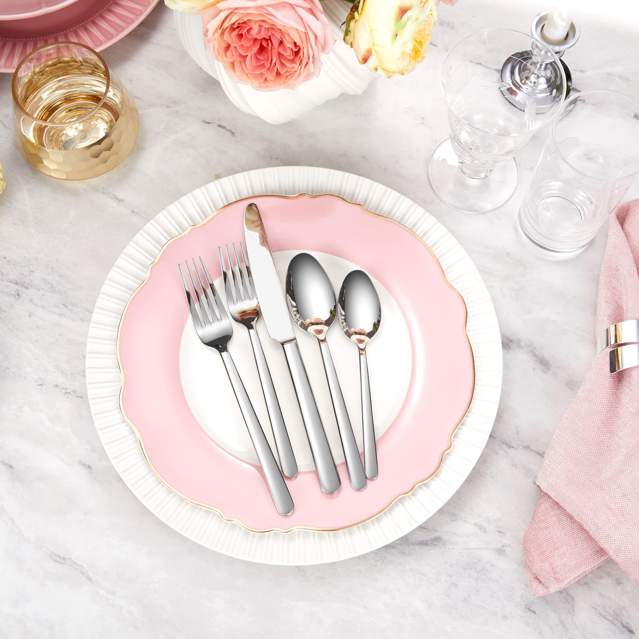 KEAWELL Premium Aline 20/45/65-Piece Modern Silverware Set (45, Silver) — Amazon image 6