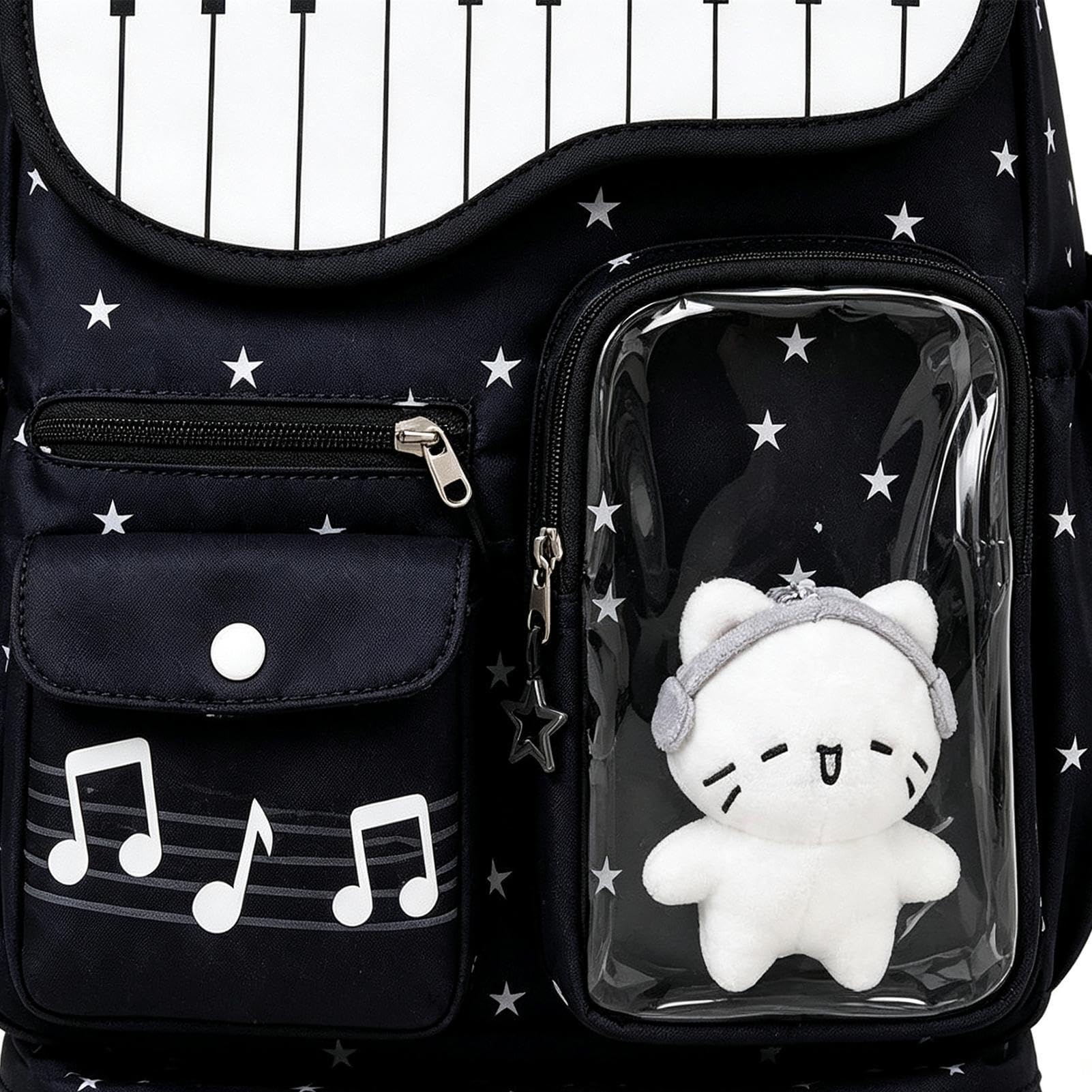 Zaino A Tema Pianoforte Borsa Porta Libri a Pois Carina alla con Ciondolo