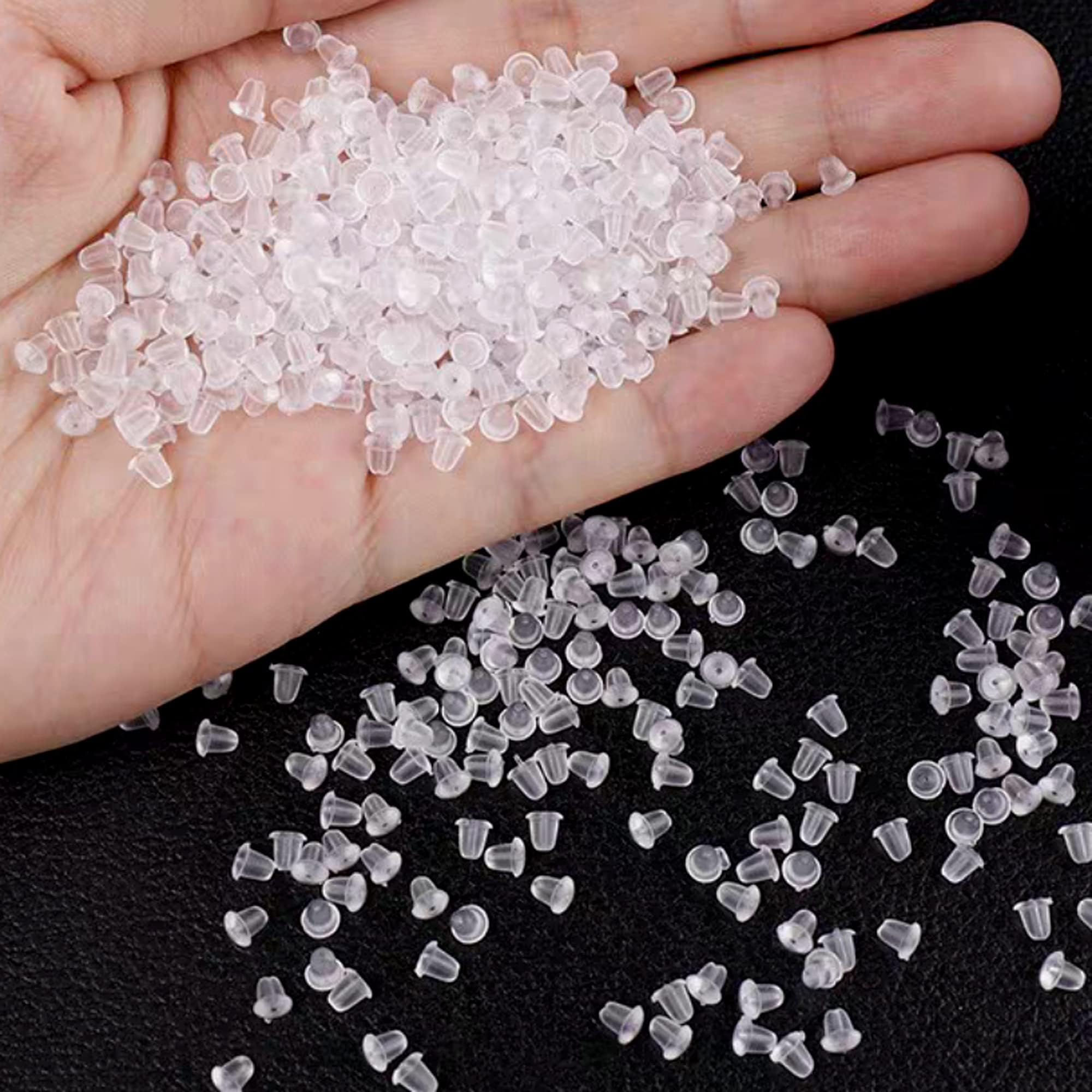 Plastic Ear Stud Plug and Earring Backs, Transparent Rubber Bullet Ear Plug,Pure Silver Ear Stud Accessories, Ear Back Safety Protection Plug Replacement,Ear Jacket Accessories(100 pcs)