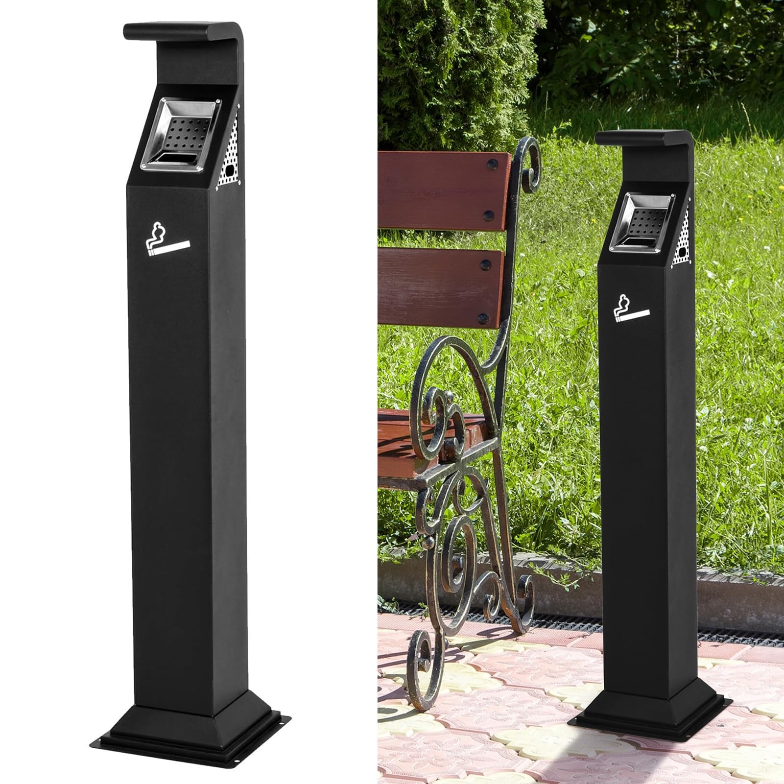 46.06-inch Tall Outdoor Cigarette Butt Collector With Lock And Removable Inner Bin, Suitable For Patios, Gardens, Hotels, And Street Trash Cans
